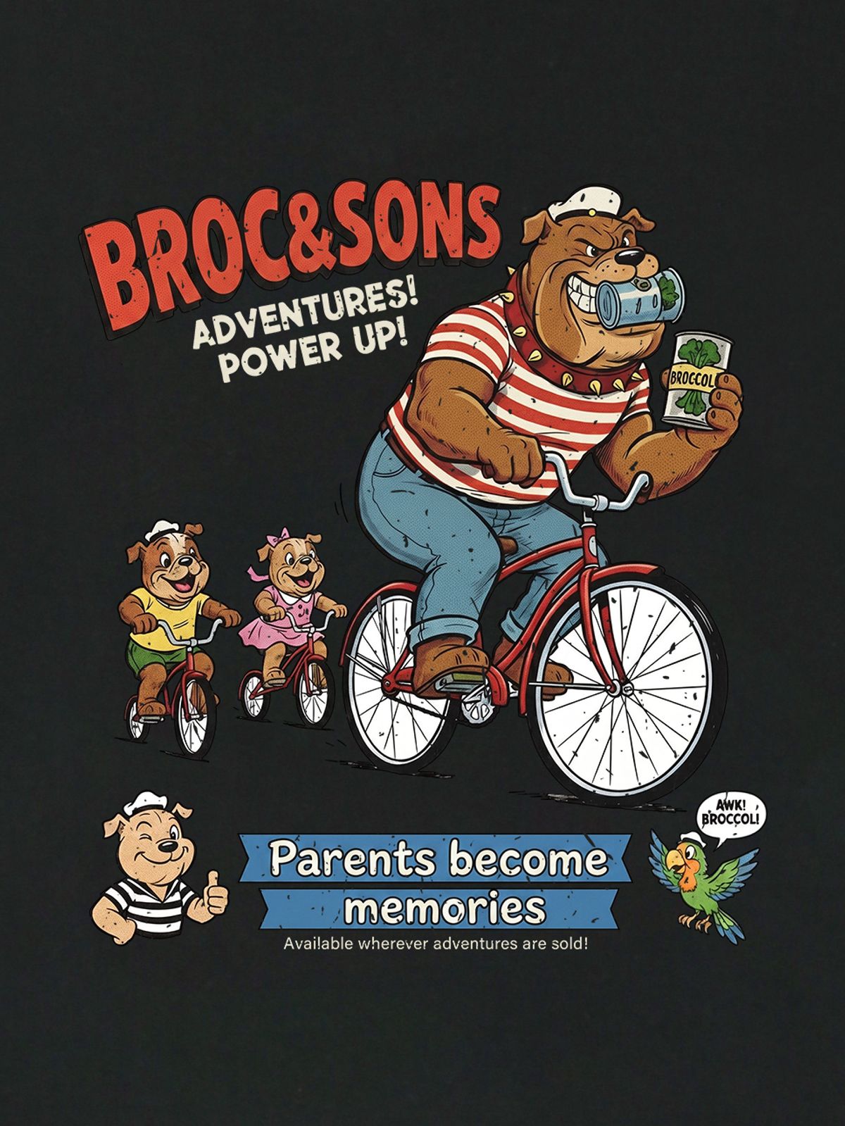 세이브어독(SAVE A DOG) BROC&SONS BICYCLE HALF-SLEEVE T-SHIRT (KIDS & UNISEX SIZE ~5XL)