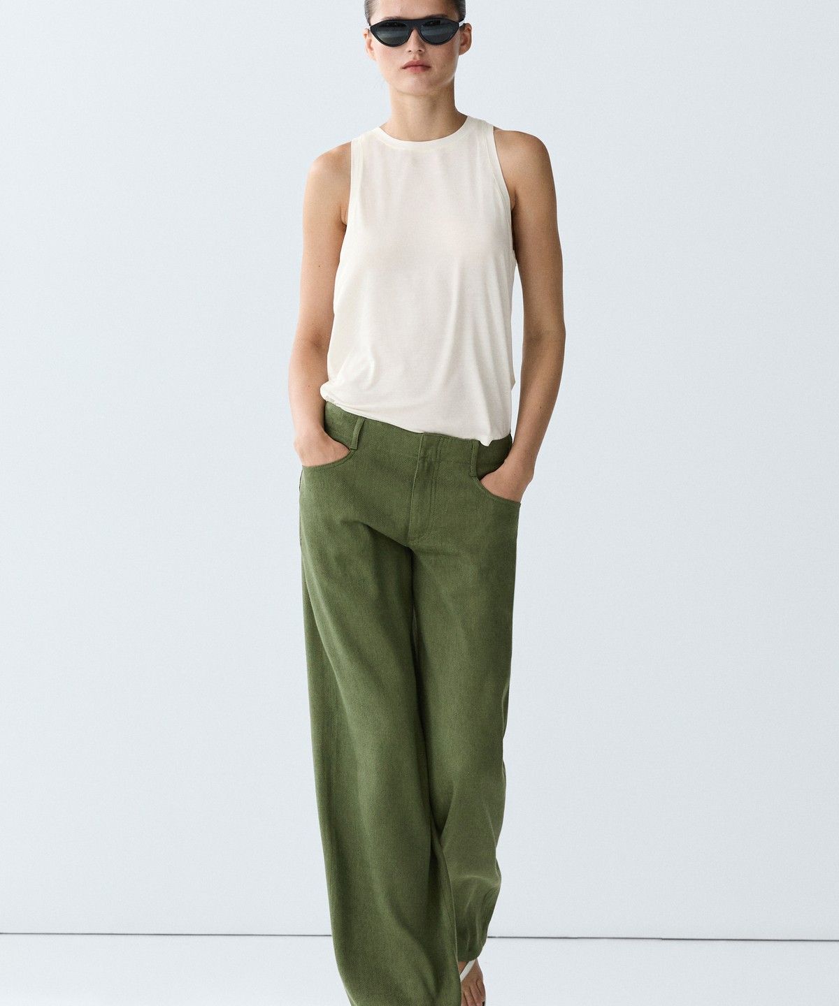 마시모두띠(MASSIMO DUTTI) 린넨 블렌드 스트레이트 팬츠
