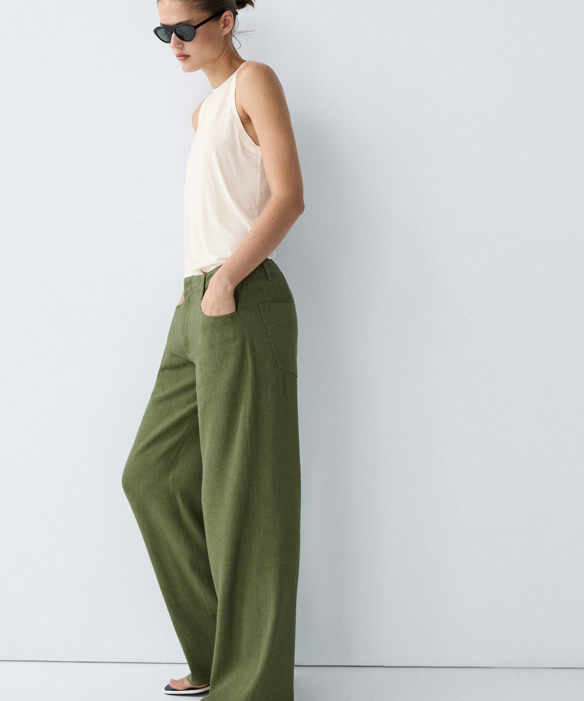 마시모두띠(MASSIMO DUTTI) 린넨 블렌드 스트레이트 팬츠