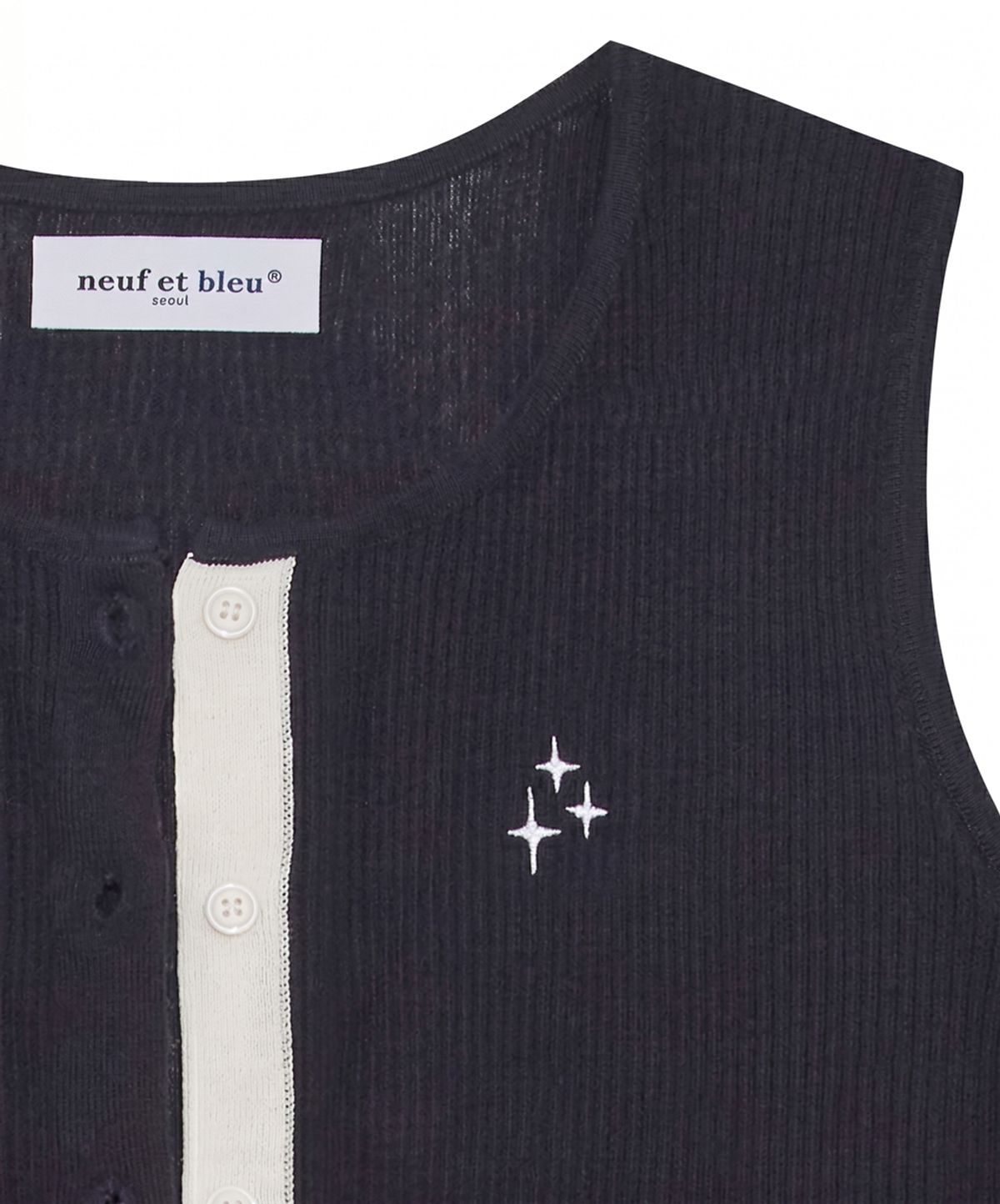 누프에블루(NEUFETBLEU) NEB two tone button knit vest (navy)