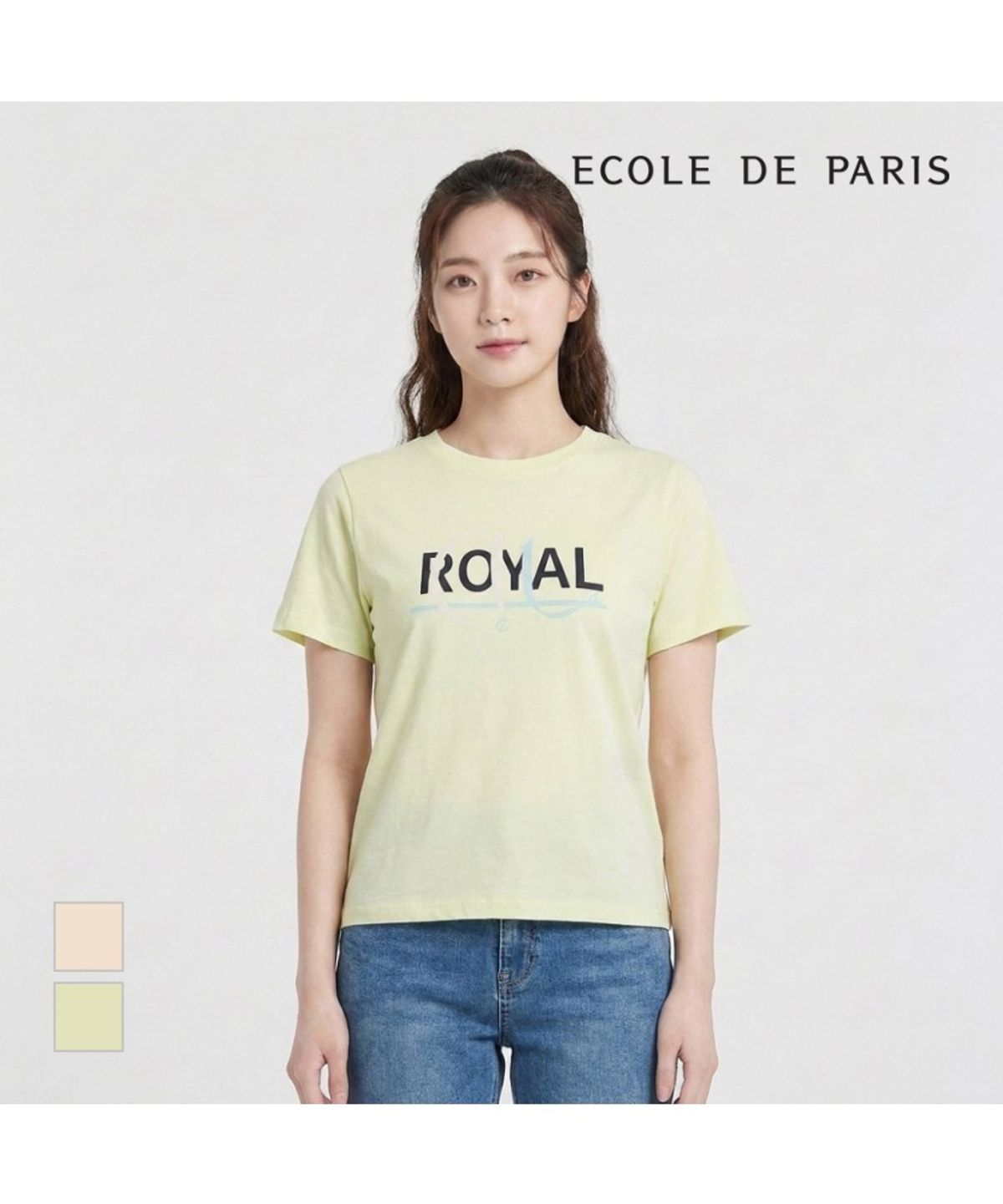 에꼴드파리(ECOLEDEPARIS) 로얄프린트 반팔티셔츠_RB24CTC030Z