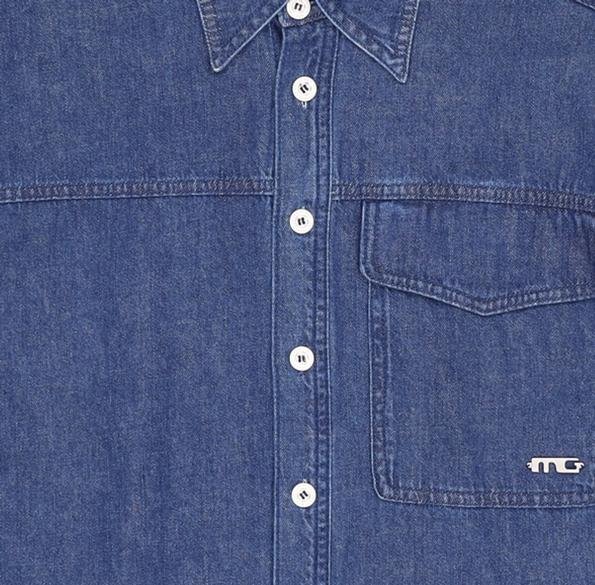 마리떼 프랑소와 저버(MARITHÉ + FRANҪOIS GIRBAUD) HALF SLEEVE DENIM SHIRT light blue M