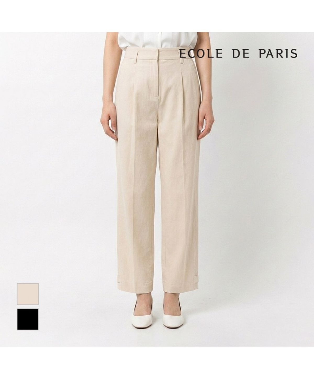 에꼴드파리(ECOLEDEPARIS) 심플 핀턱라인 팬츠_RB25WPA025Z