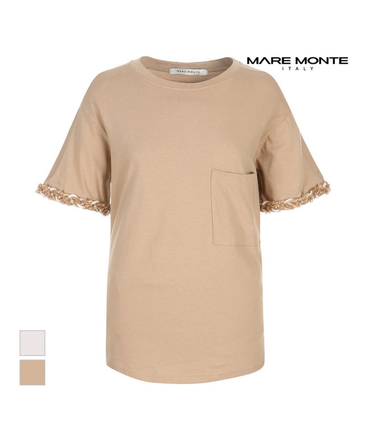 마레몬떼(MAREMONTE) 소매끝 배색 반팔 티셔츠_M215MTS23D0