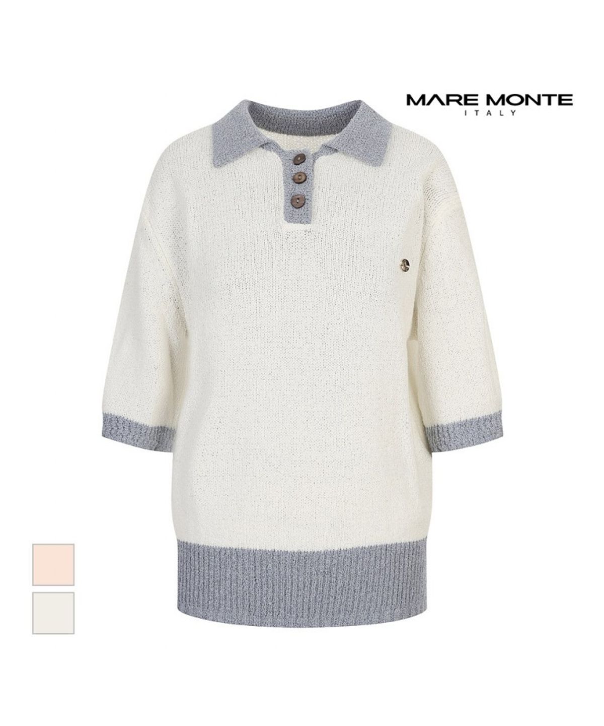 마레몬떼(MAREMONTE) 배색카라 디자인니트_M244MKT19D0