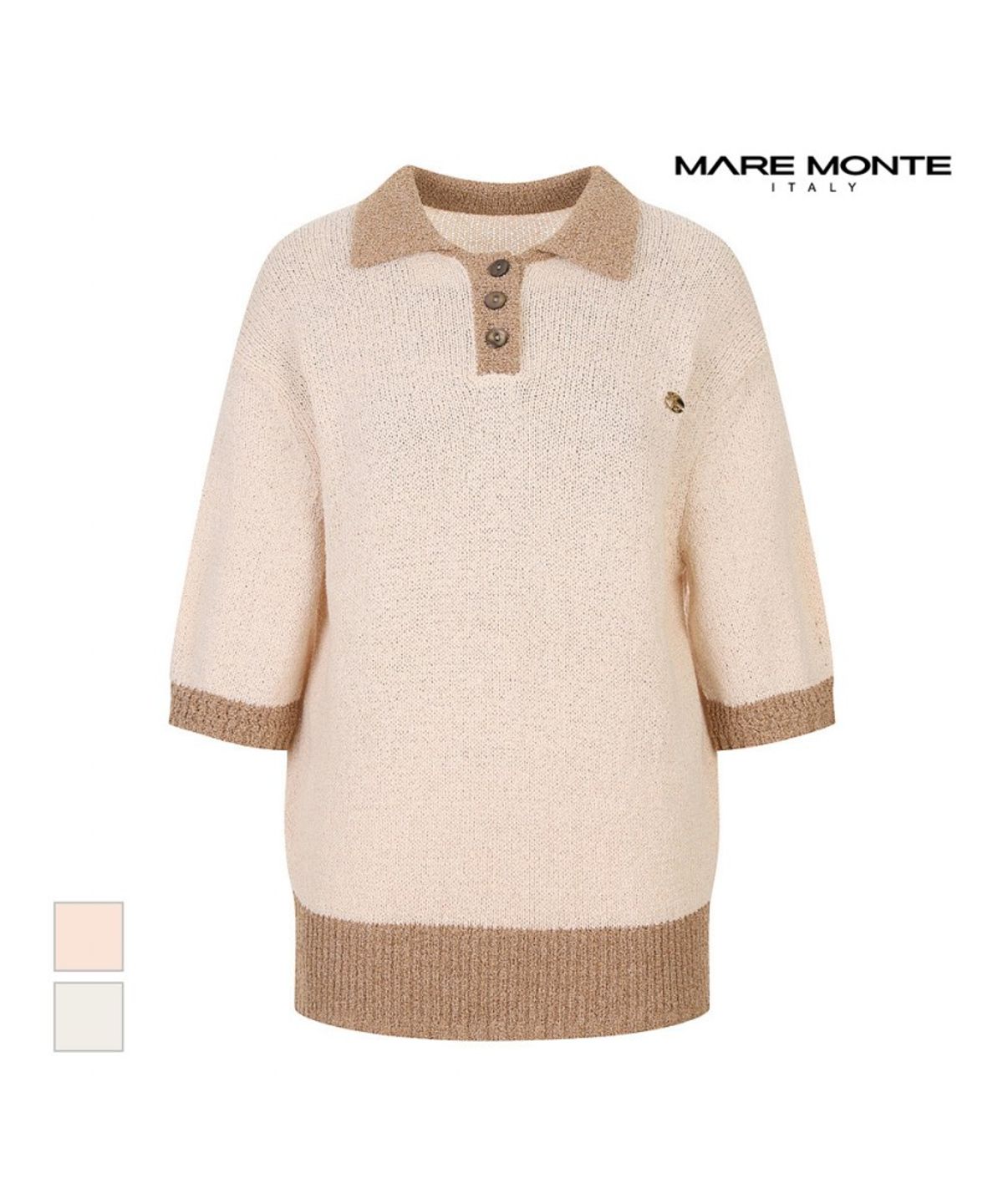 마레몬떼(MAREMONTE) 배색카라 디자인니트_M244MKT19D0