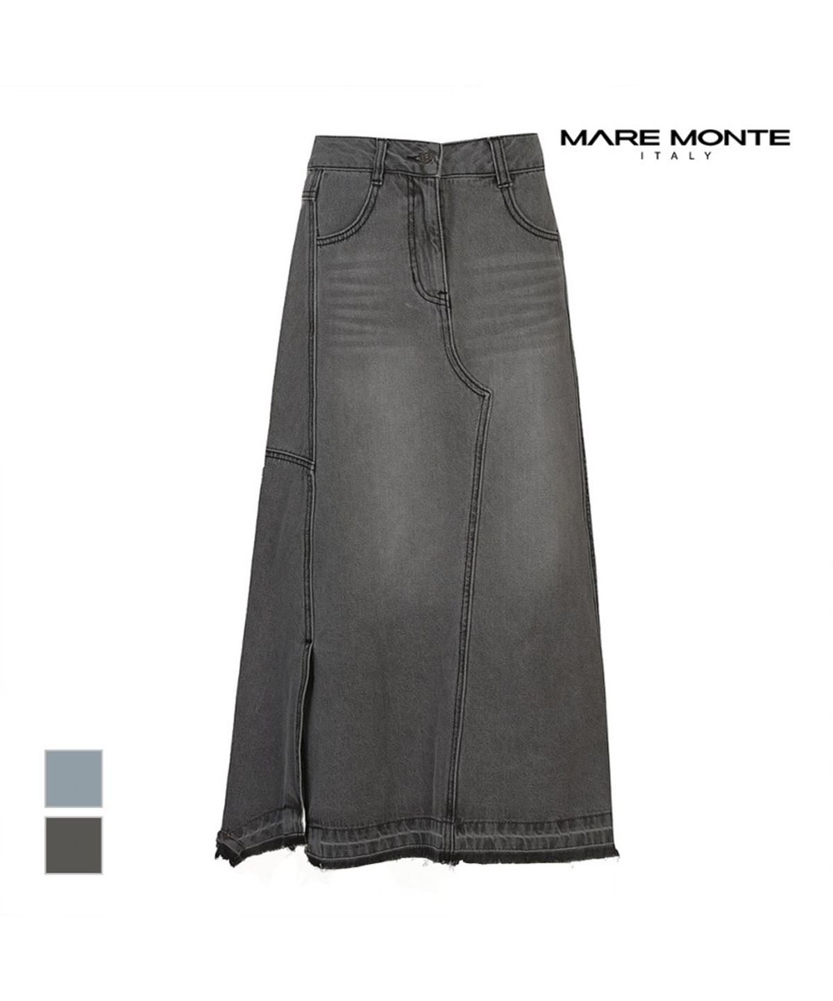 마레몬떼(MAREMONTE) 트임A라인 데님스커트_M244MSK28P0