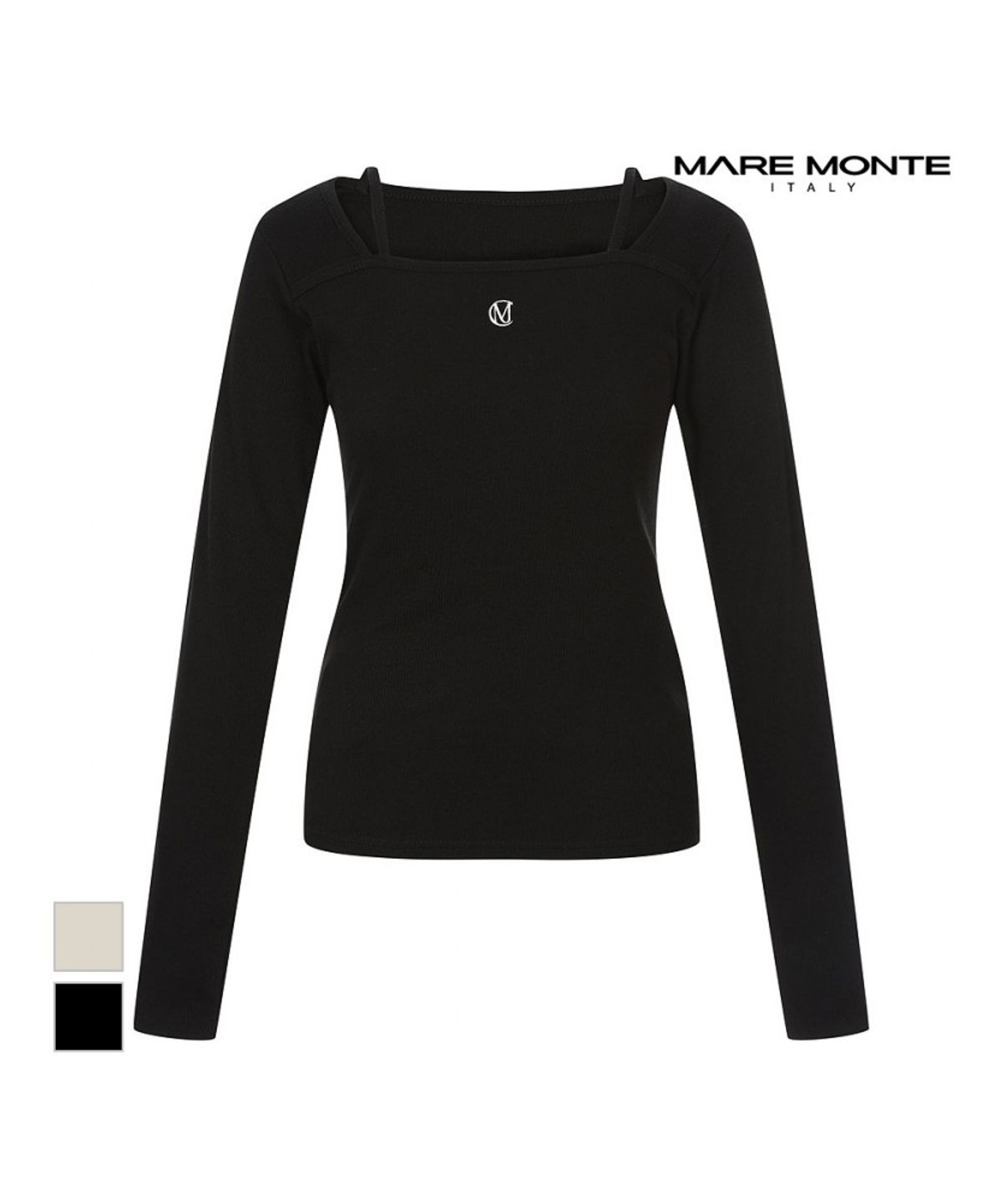 마레몬떼(MAREMONTE) 스퀘어넥 끈장식 티셔츠_M244MTS30D0