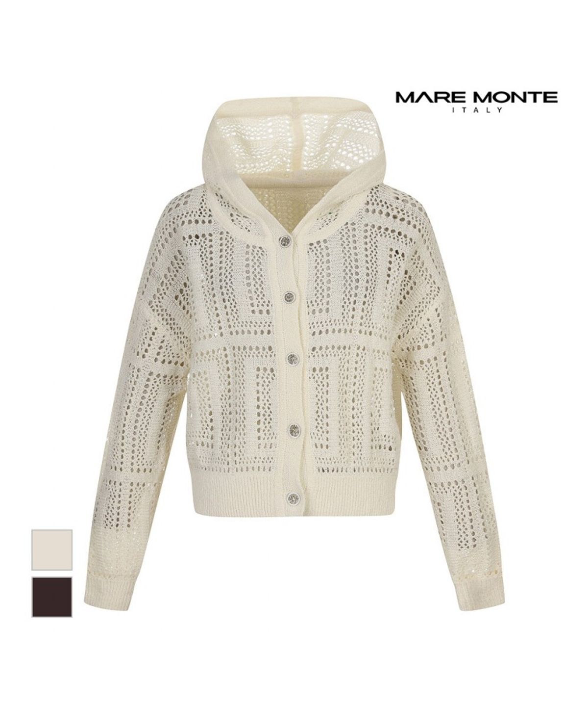 마레몬떼(MAREMONTE) 후드넥 짜임패턴니트 가디건_M245MKC33P0