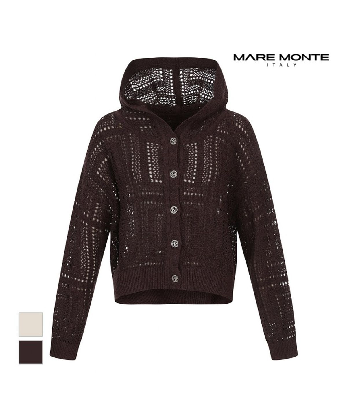 마레몬떼(MAREMONTE) 후드넥 짜임패턴니트 가디건_M245MKC33P0
