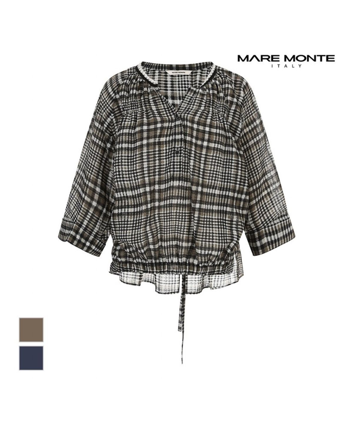 마레몬떼(MAREMONTE) 체크패턴 언발 블라우스_M246MBL55S0