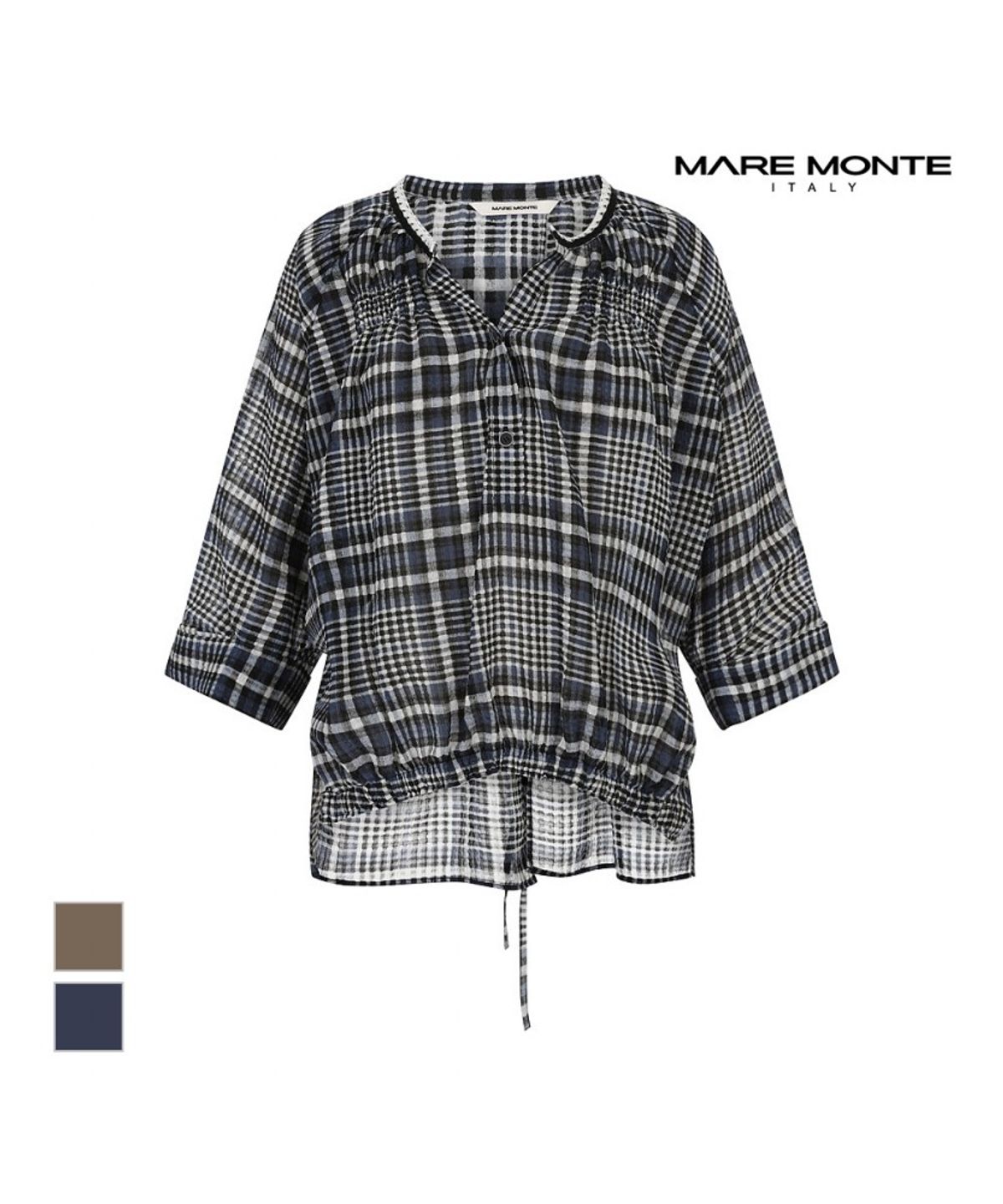 마레몬떼(MAREMONTE) 체크패턴 언발 블라우스_M246MBL55S0
