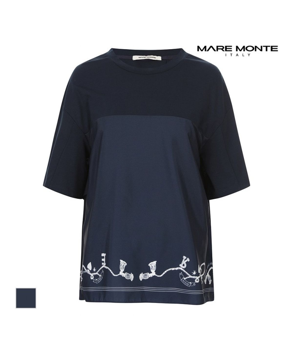 마레몬떼(MAREMONTE) 밑단 패턴프린트 티셔츠_M246MTS50P0