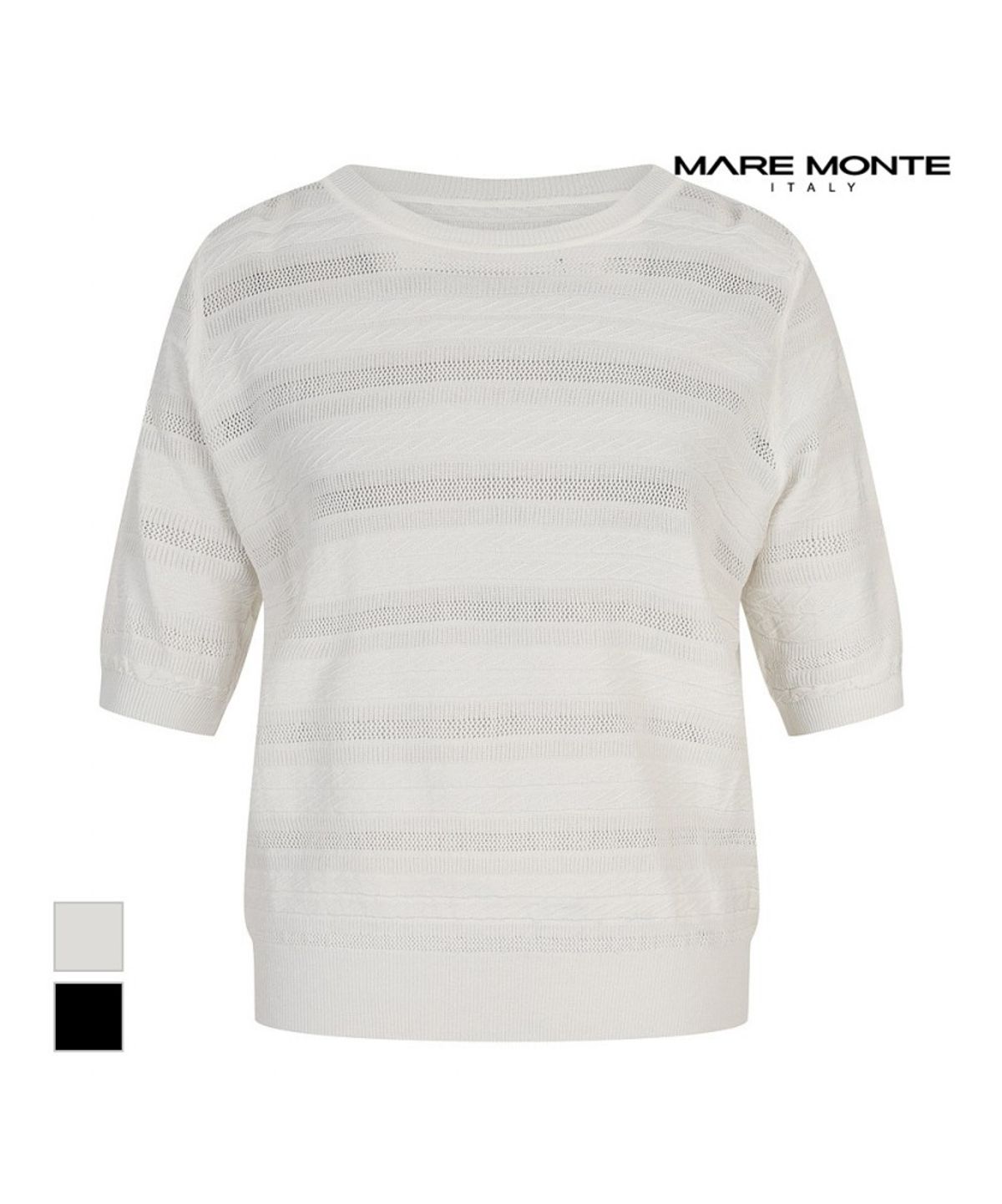 마레몬떼(MAREMONTE) 시스루 배색 반팔니트_M247MKT42B0