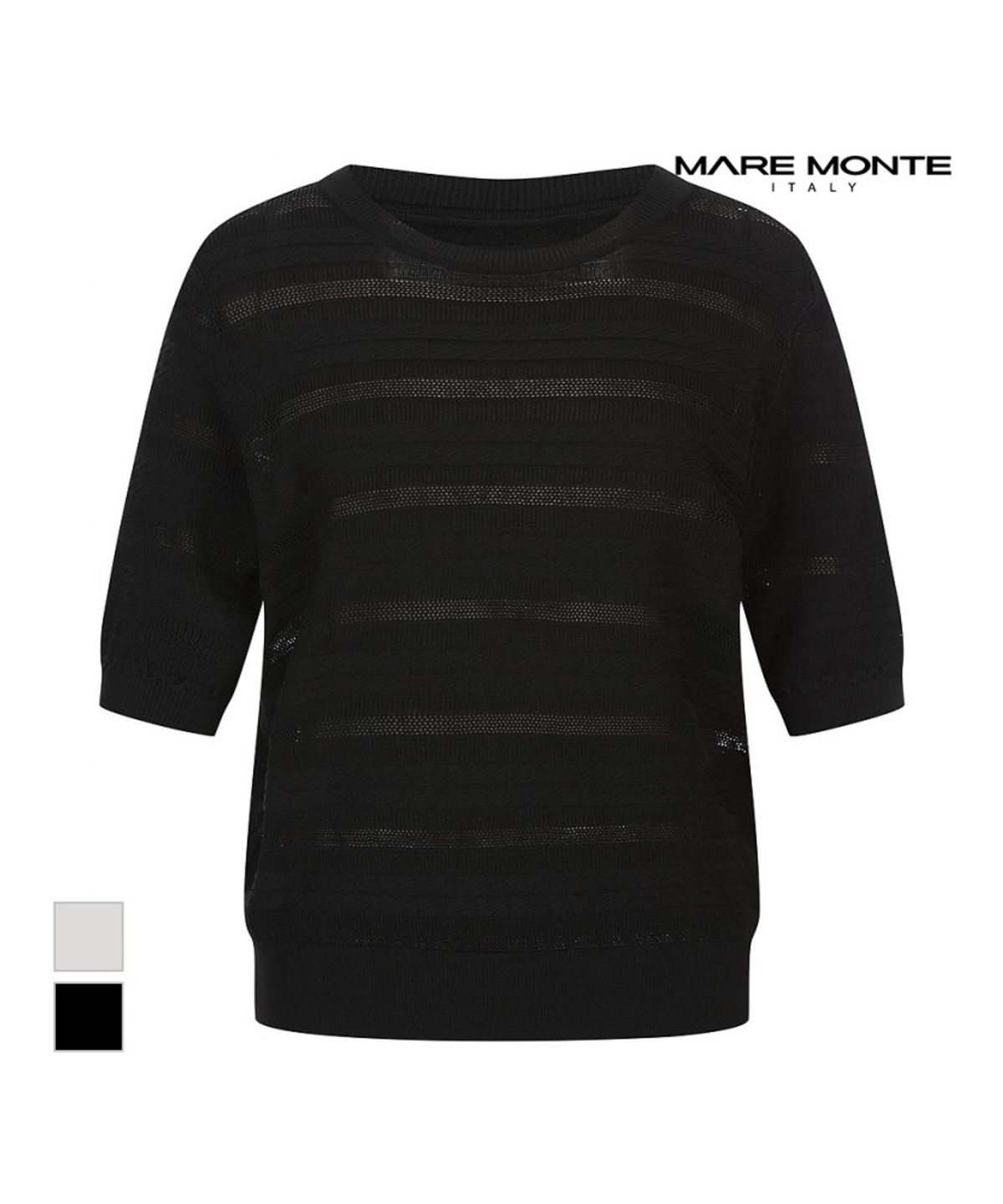 마레몬떼(MAREMONTE) 시스루 배색 반팔니트_M247MKT42B0