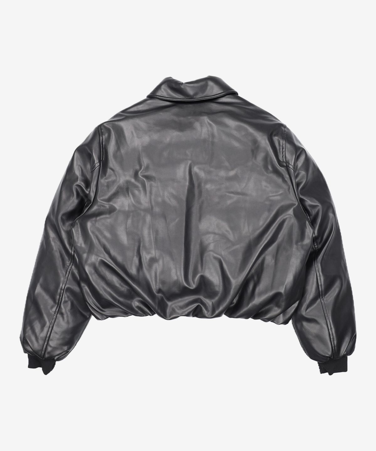 우알롱(WOOALONG) Leather padding bomber jacket - BLACK S
