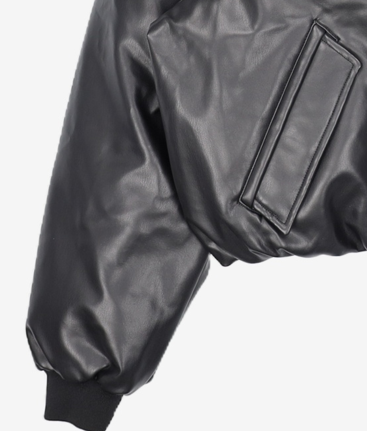 우알롱(WOOALONG) Leather padding bomber jacket - BLACK S