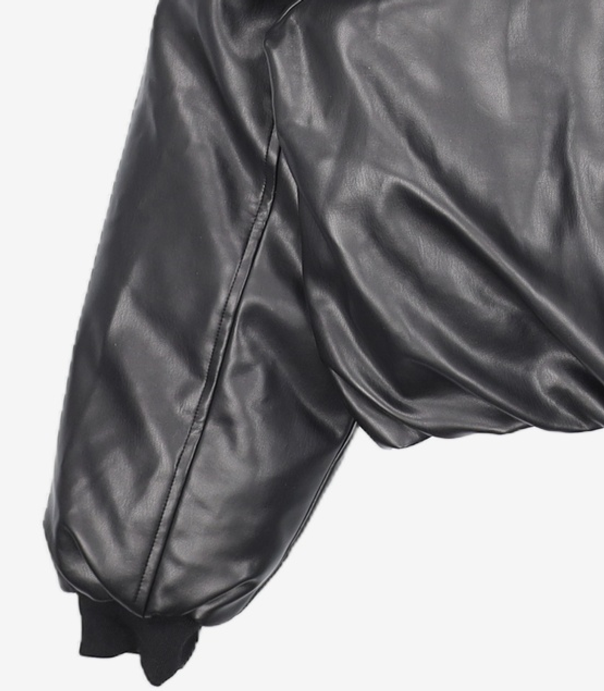 우알롱(WOOALONG) Leather padding bomber jacket - BLACK S