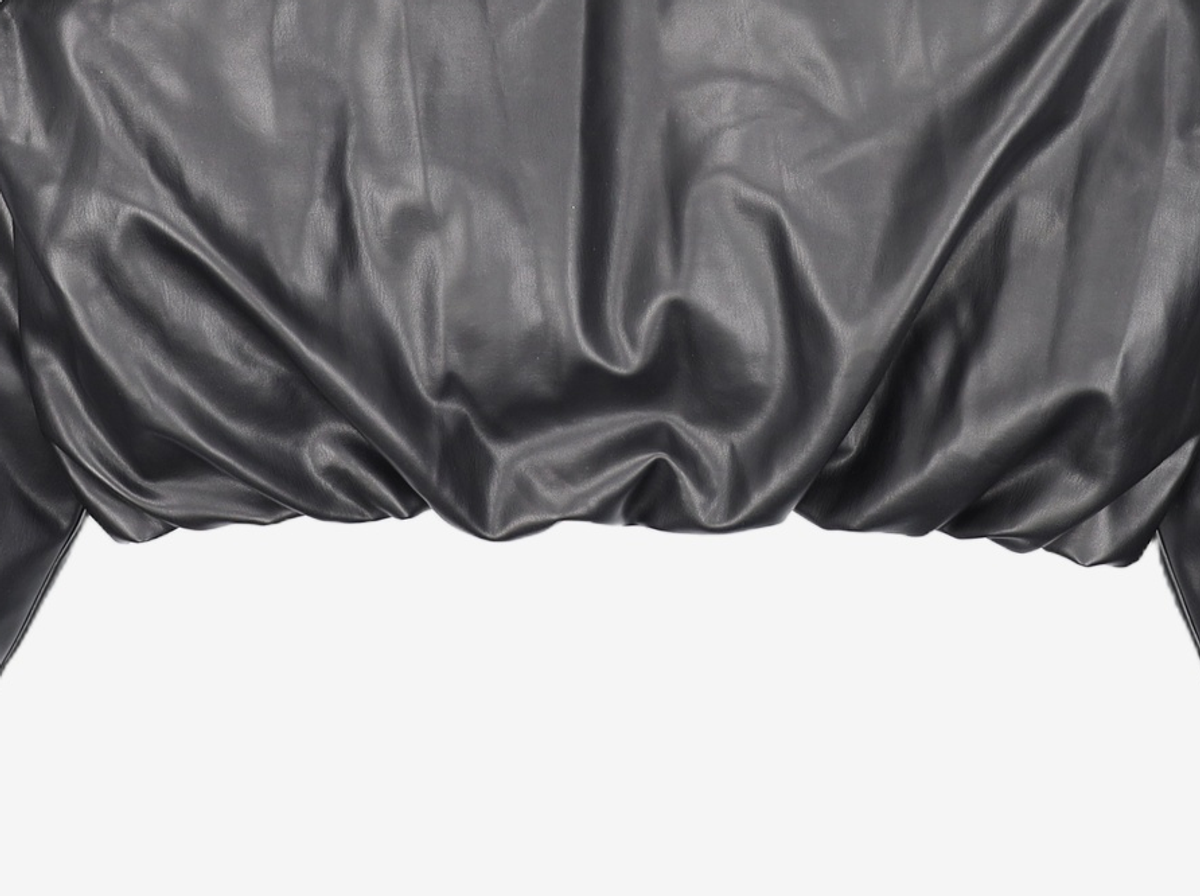 우알롱(WOOALONG) Leather padding bomber jacket - BLACK S