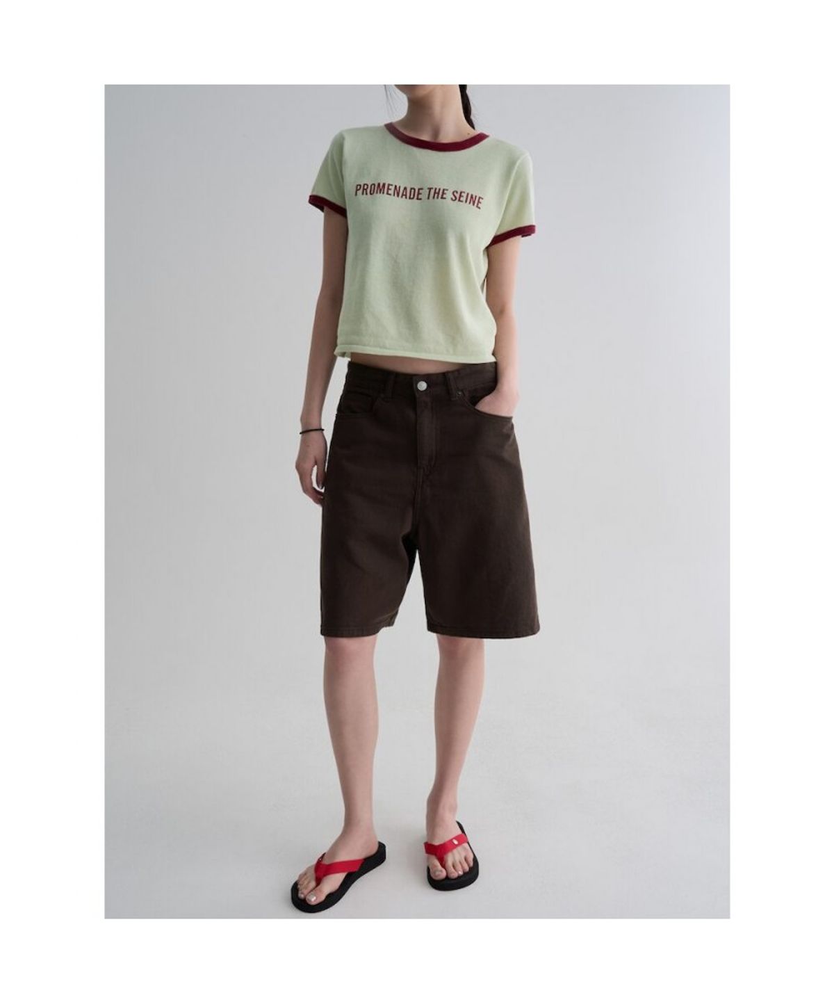 에잇세컨즈(8SECONDS) 5부 데님쇼츠  브라운