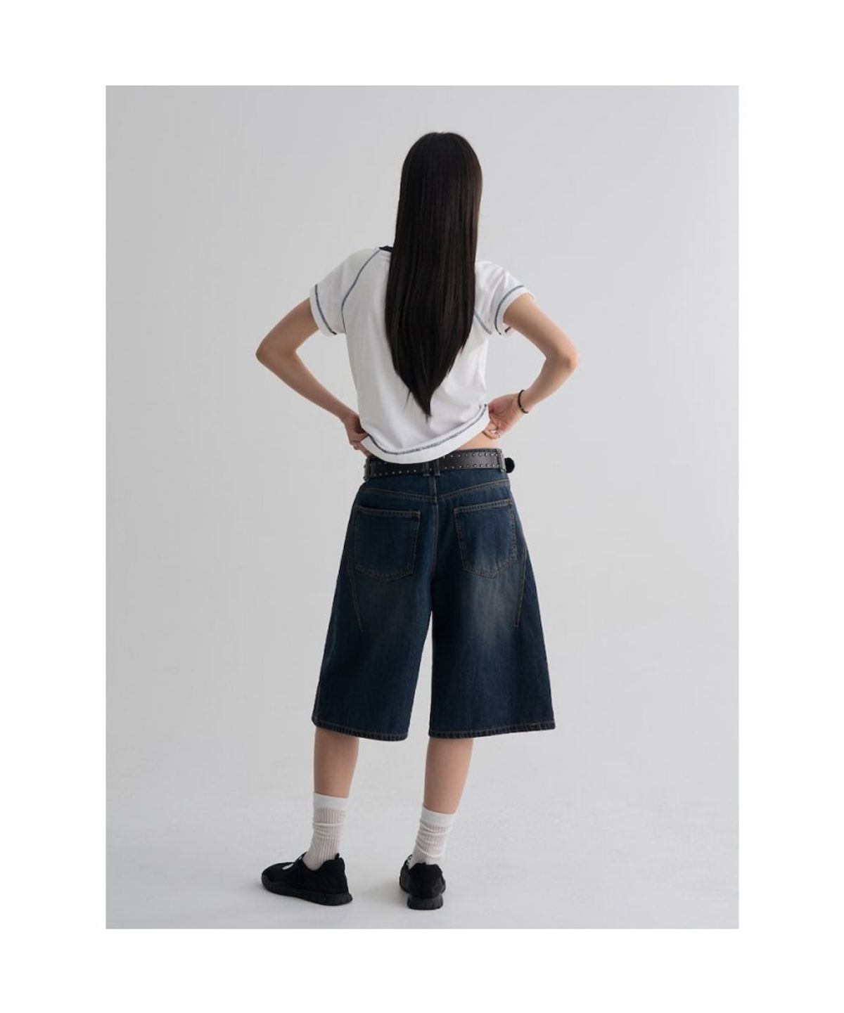 에잇세컨즈(8SECONDS) 워싱 버뮤다데님  블루