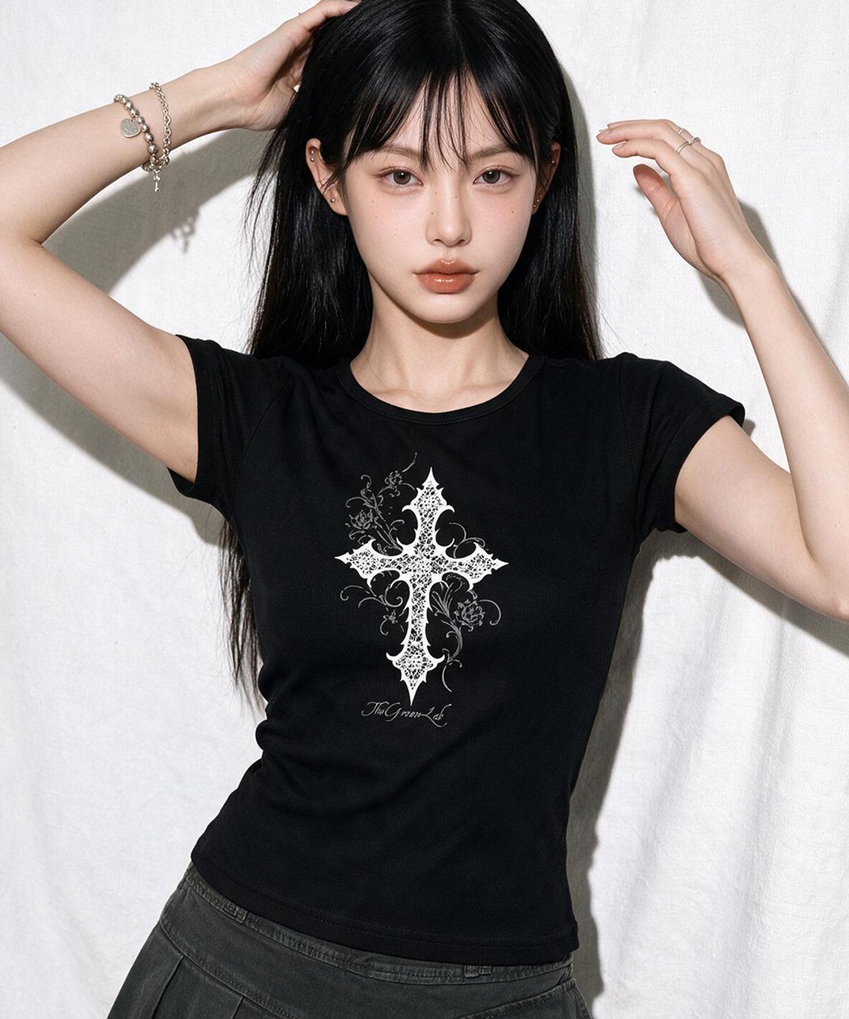 더그린랩(THE GREEN LAB) CROSS 보트넥 슬림 반팔티 [민트]