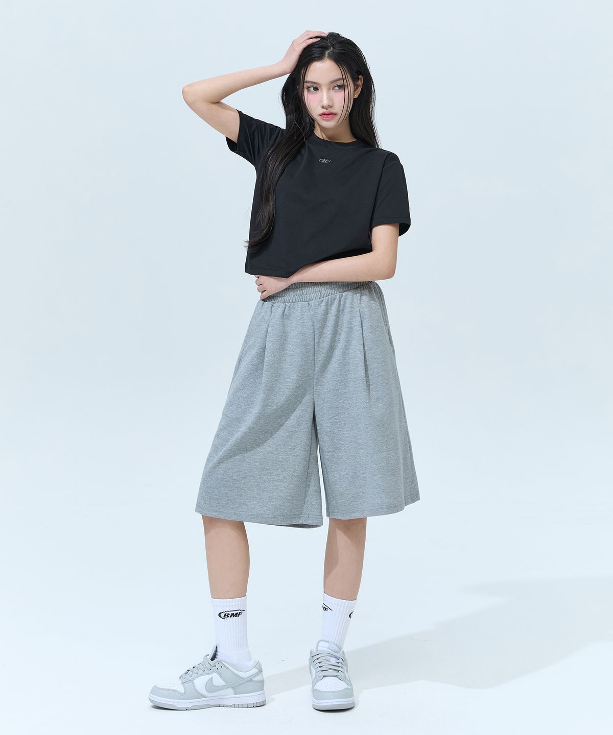 블랙몬스터핏(BLACK MONSTER FIT) [2PACK] 코튼라이크 와이드 버뮤다 팬츠 (GRAY) / BM260113