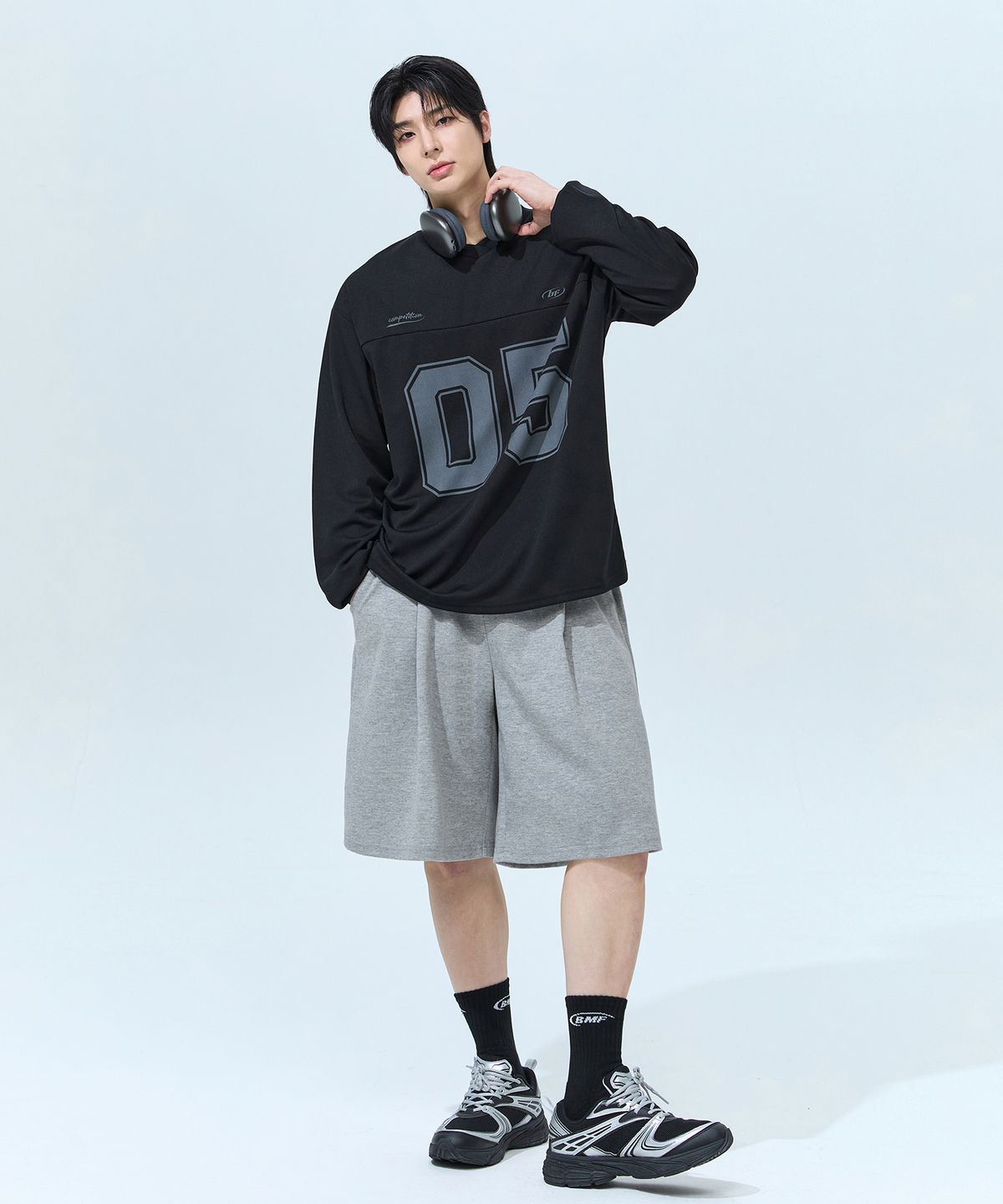 블랙몬스터핏(BLACK MONSTER FIT) [2PACK] 코튼라이크 와이드 버뮤다 팬츠 (GRAY) / BM260113