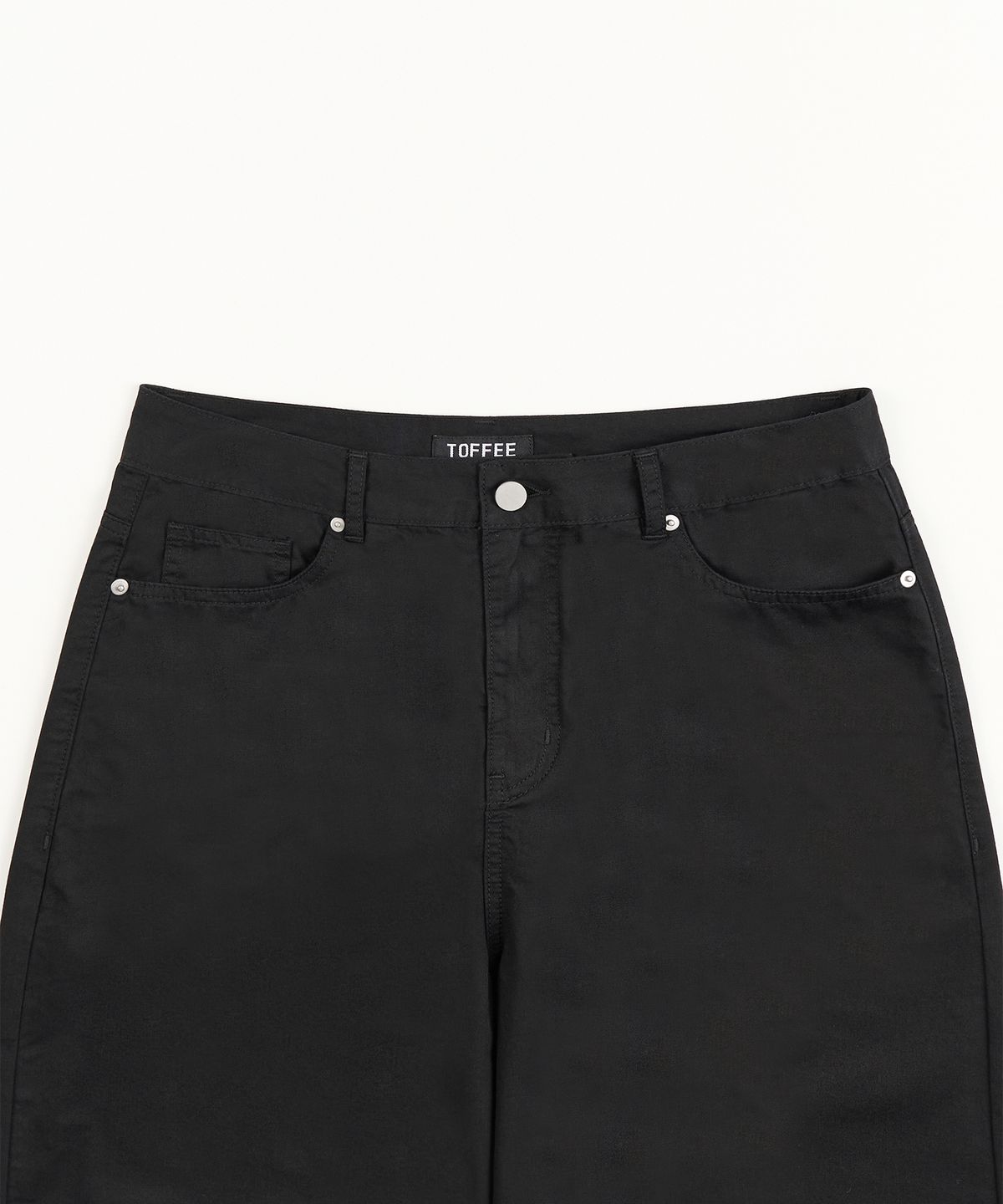 토피(TOFFEE) 커브드 배럴 코튼 팬츠 (BLACK)