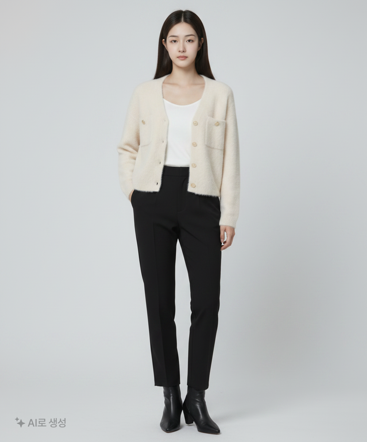 미쏘(MIXXO) 라운드 페어아일 크롭 가디건 MIWCKBV15T M