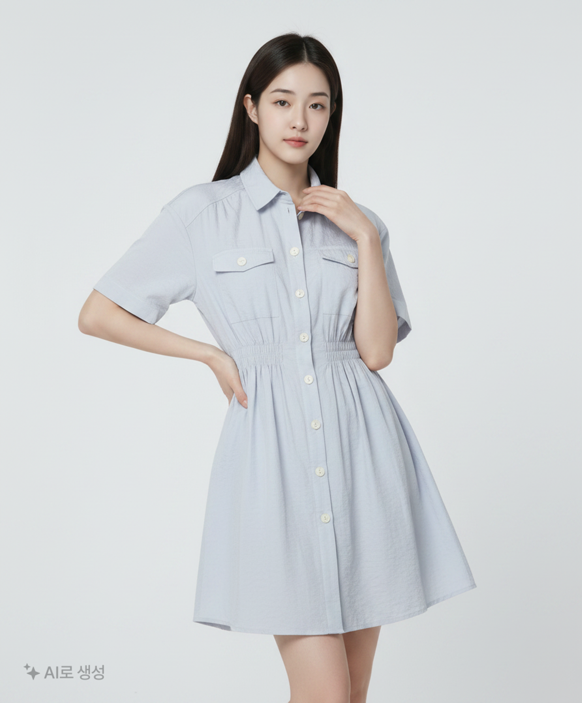 미쏘(MIXXO) 허리밴딩 미니 셔츠 원피스 MIWOWB536G M