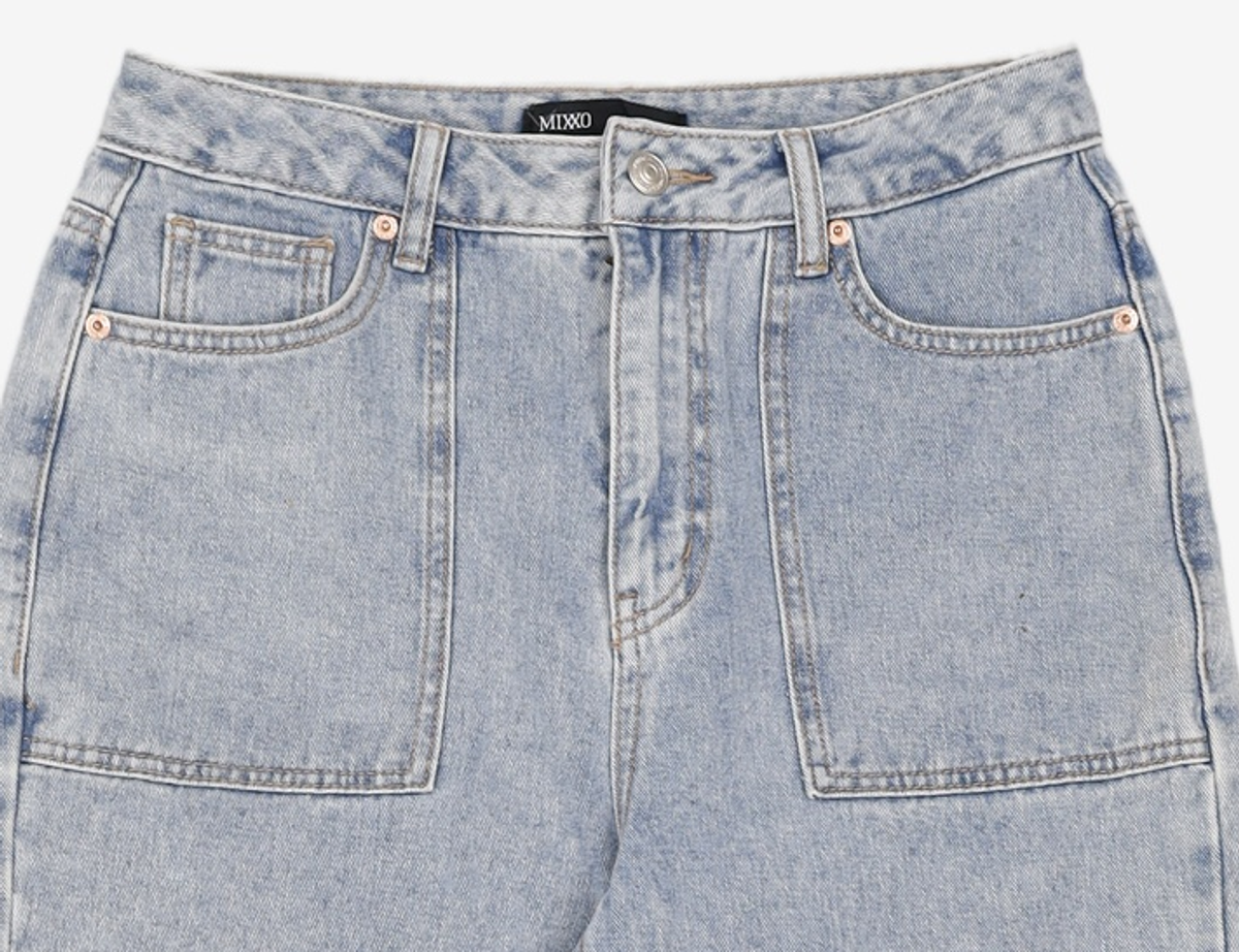 미쏘(MIXXO) 슬릿 구제 아웃포켓 일자핏 데님 MIWTJD424J 28