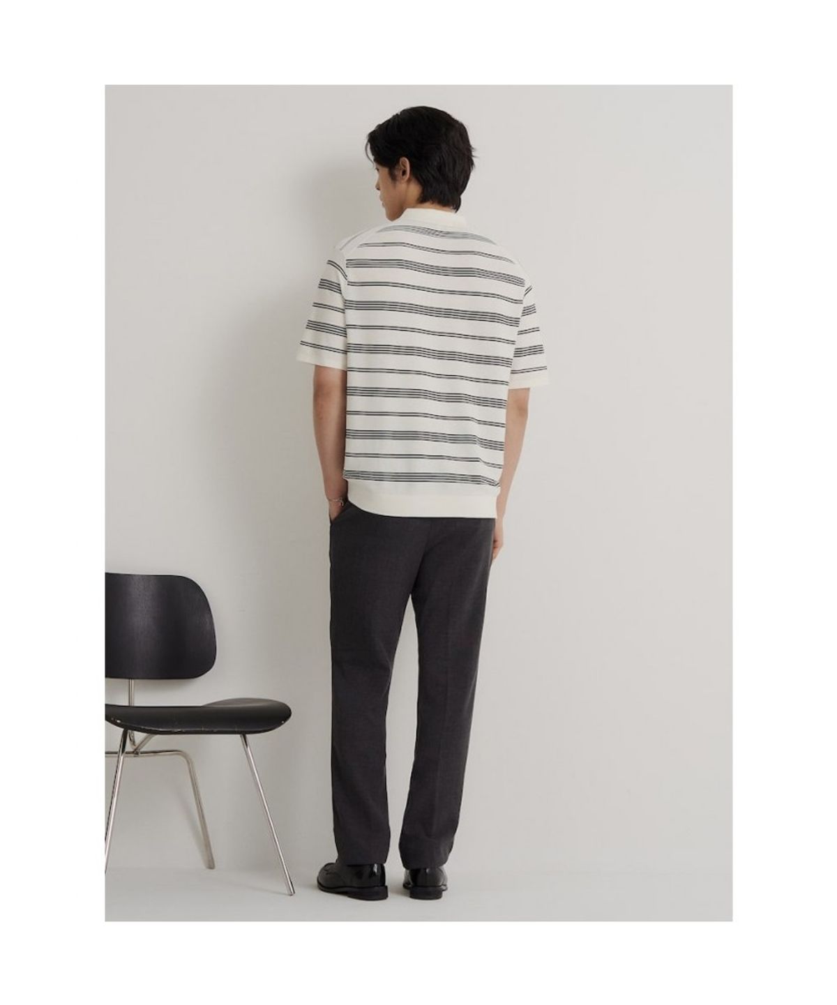 빈폴 멘(BEANPOLE MEN) 스트라이프 칼라넥 니트  아이보리