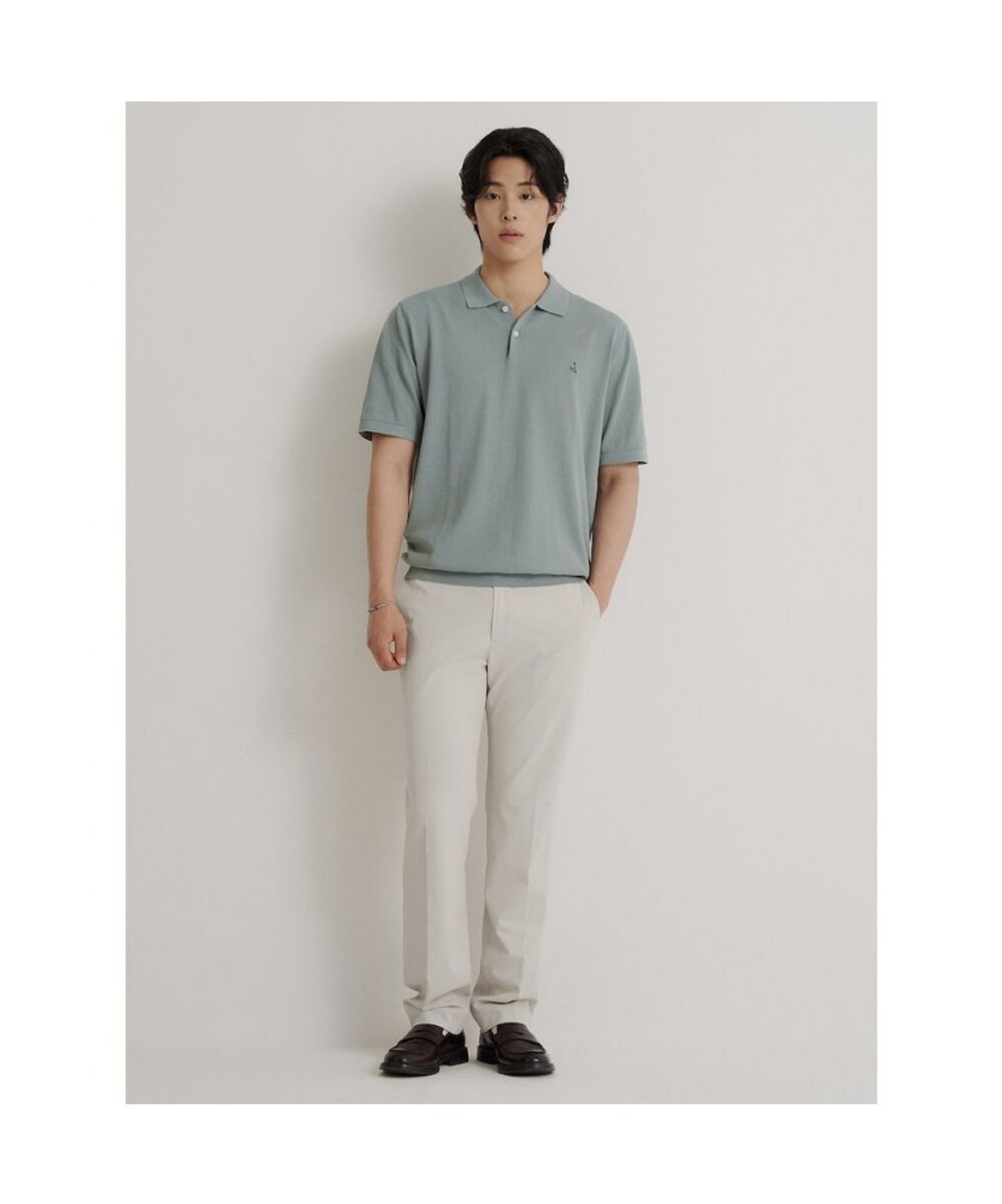 빈폴 멘(BEANPOLE MEN) [Essential] 이태리 코튼 칼라넥 니트  라이트 그린