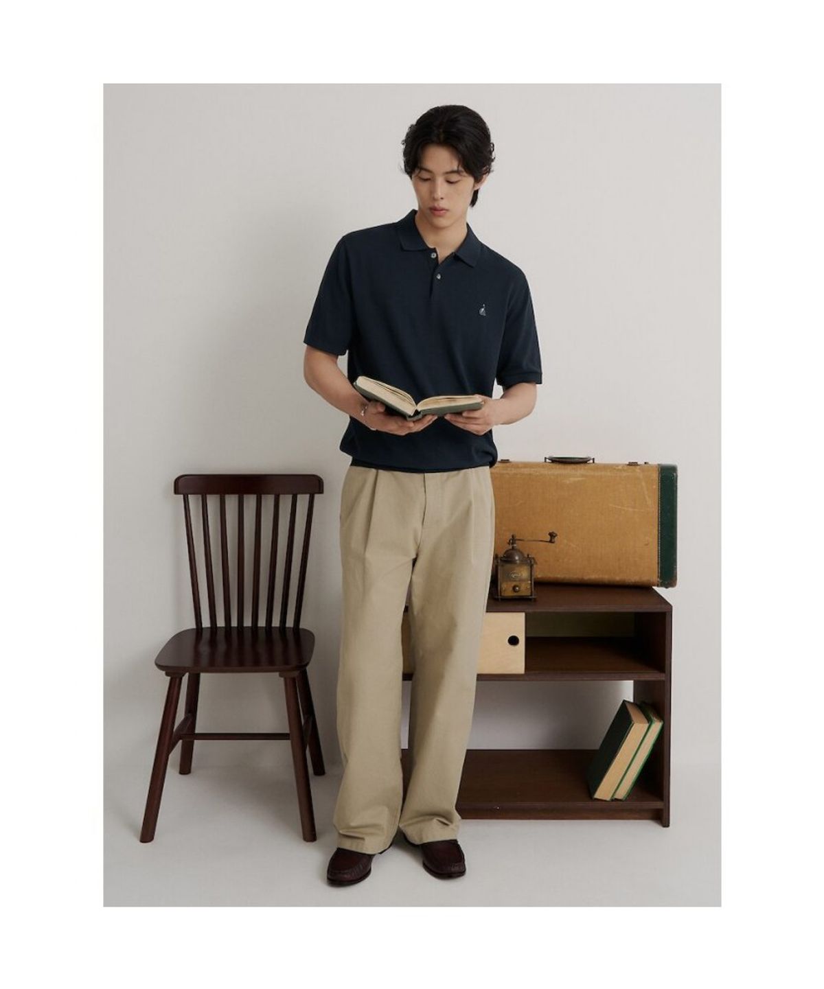 빈폴 멘(BEANPOLE MEN) [Essential] 이태리 코튼 칼라넥 니트  네이비