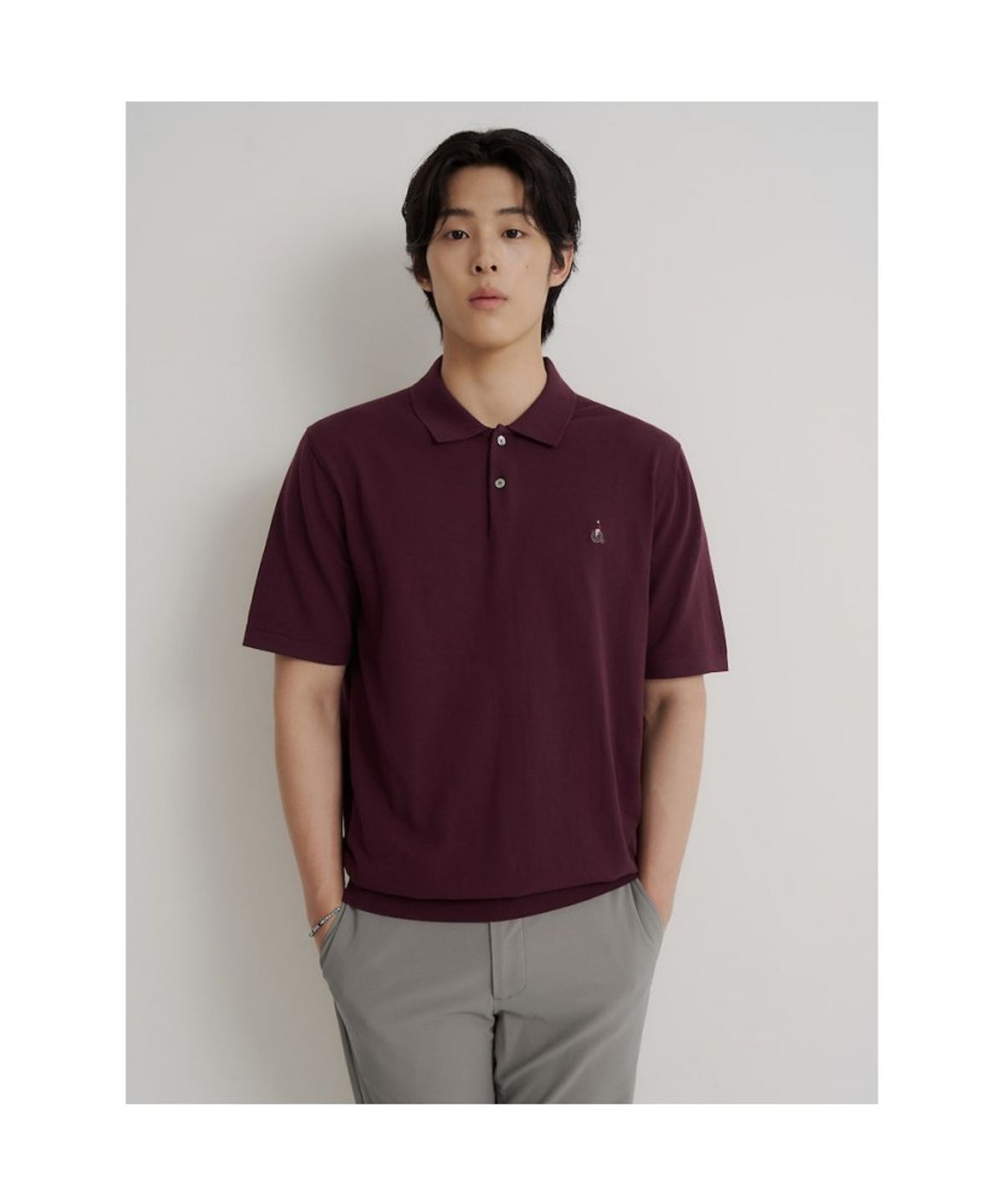 빈폴 멘(BEANPOLE MEN) [Essential] 이태리 코튼 칼라넥 니트  와인