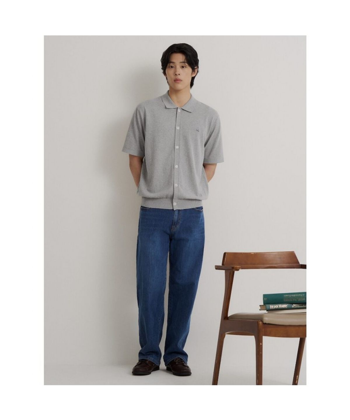 빈폴 멘(BEANPOLE MEN) 이태리 코튼 칼라넥 카디건  그레이