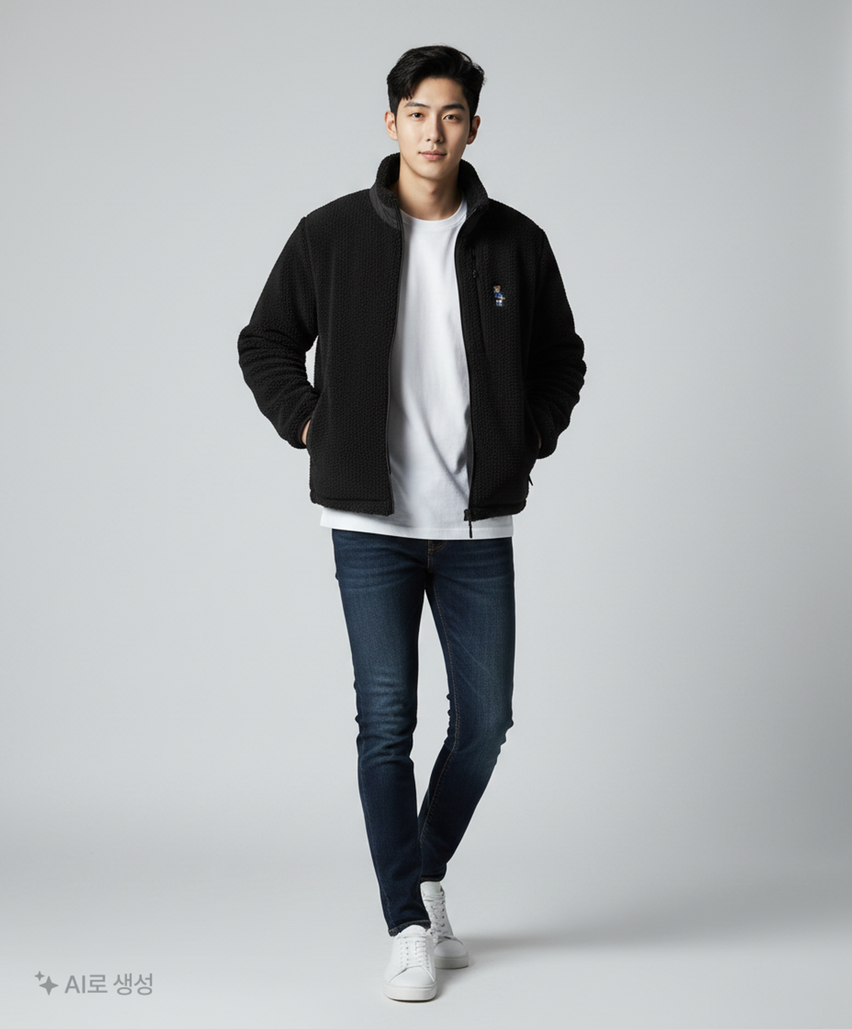 예일(YALE) HEAVY BOA FLEECE POCKET ZIP UP BLACK 1