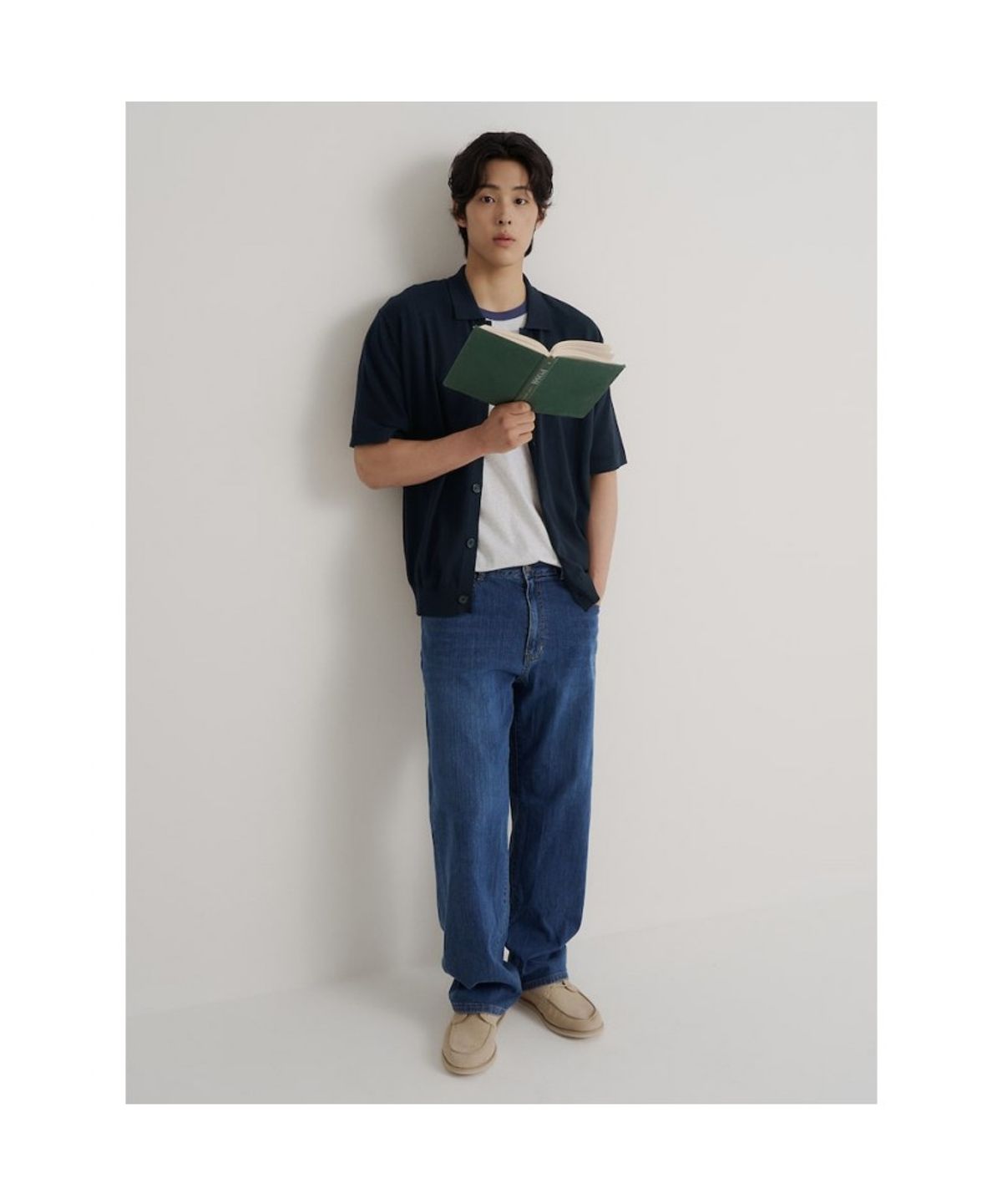 빈폴 멘(BEANPOLE MEN) 이태리 코튼 칼라넥 카디건  네이비