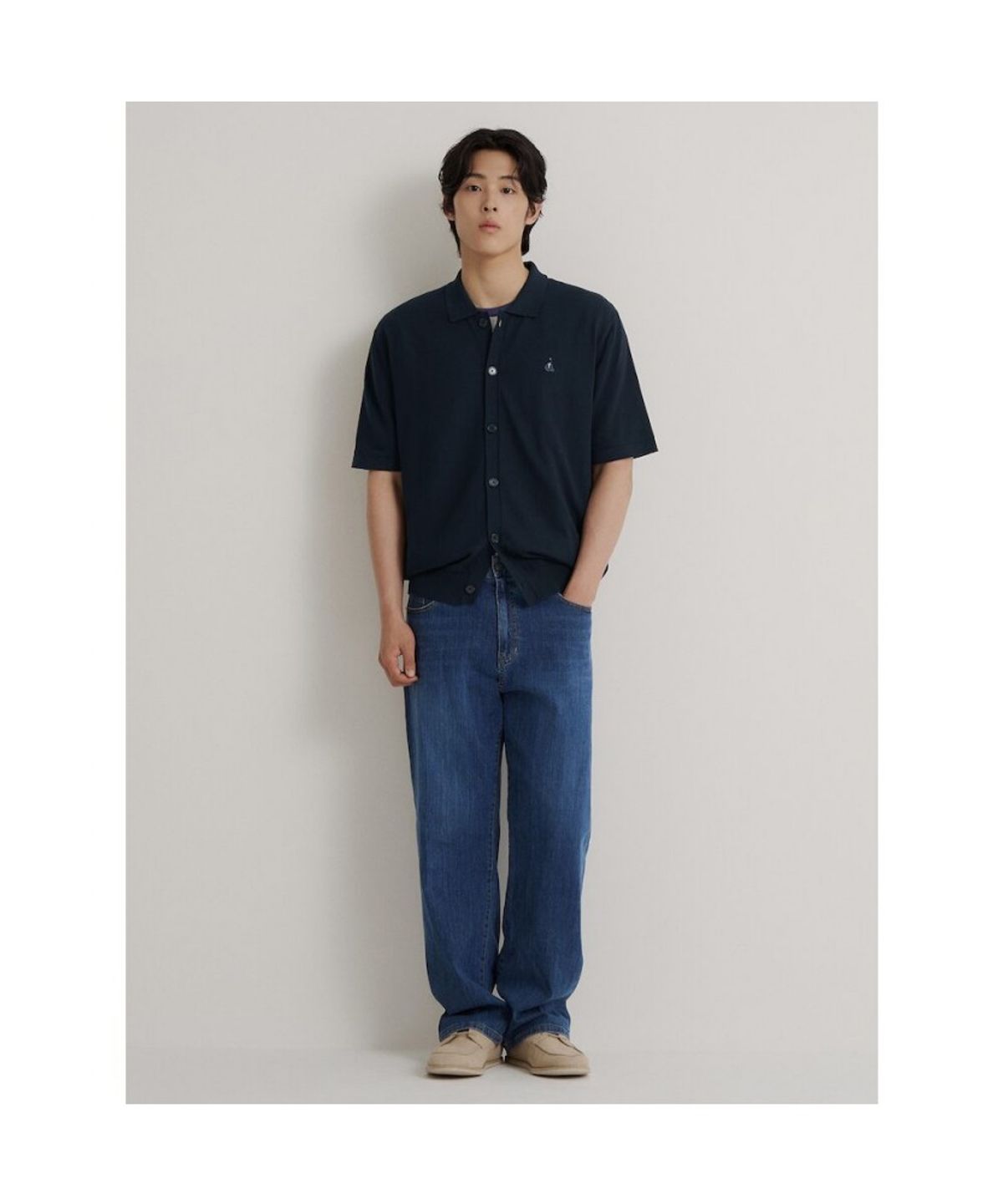빈폴 멘(BEANPOLE MEN) 이태리 코튼 칼라넥 카디건  네이비