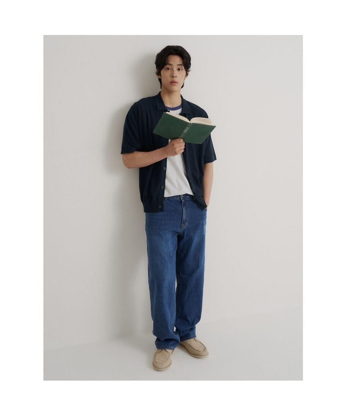 빈폴 멘(BEANPOLE MEN) 이태리 코튼 칼라넥 카디건  네이비