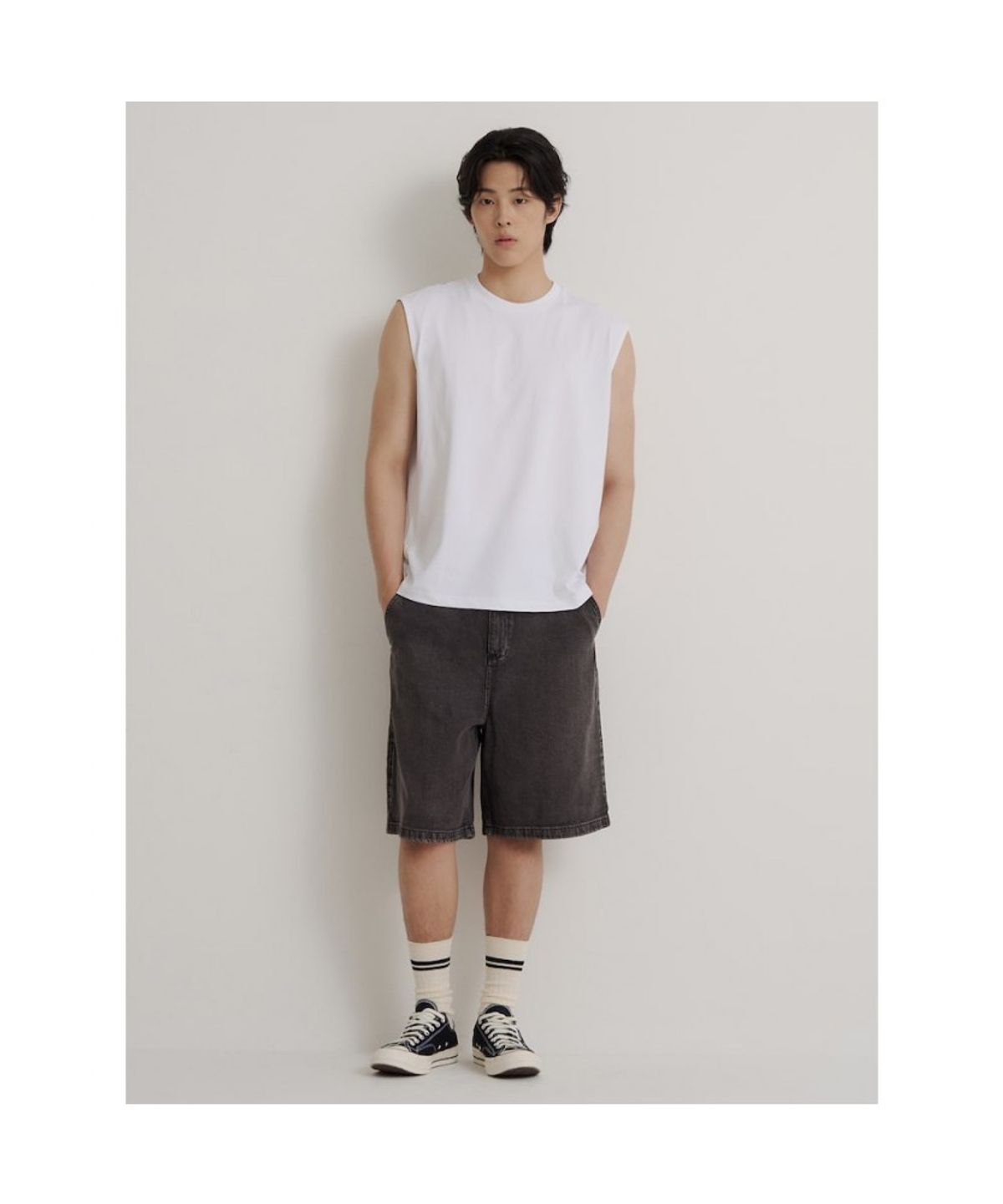 빈폴 멘(BEANPOLE MEN) [Essential] 슬리브리스 티셔츠  화이트