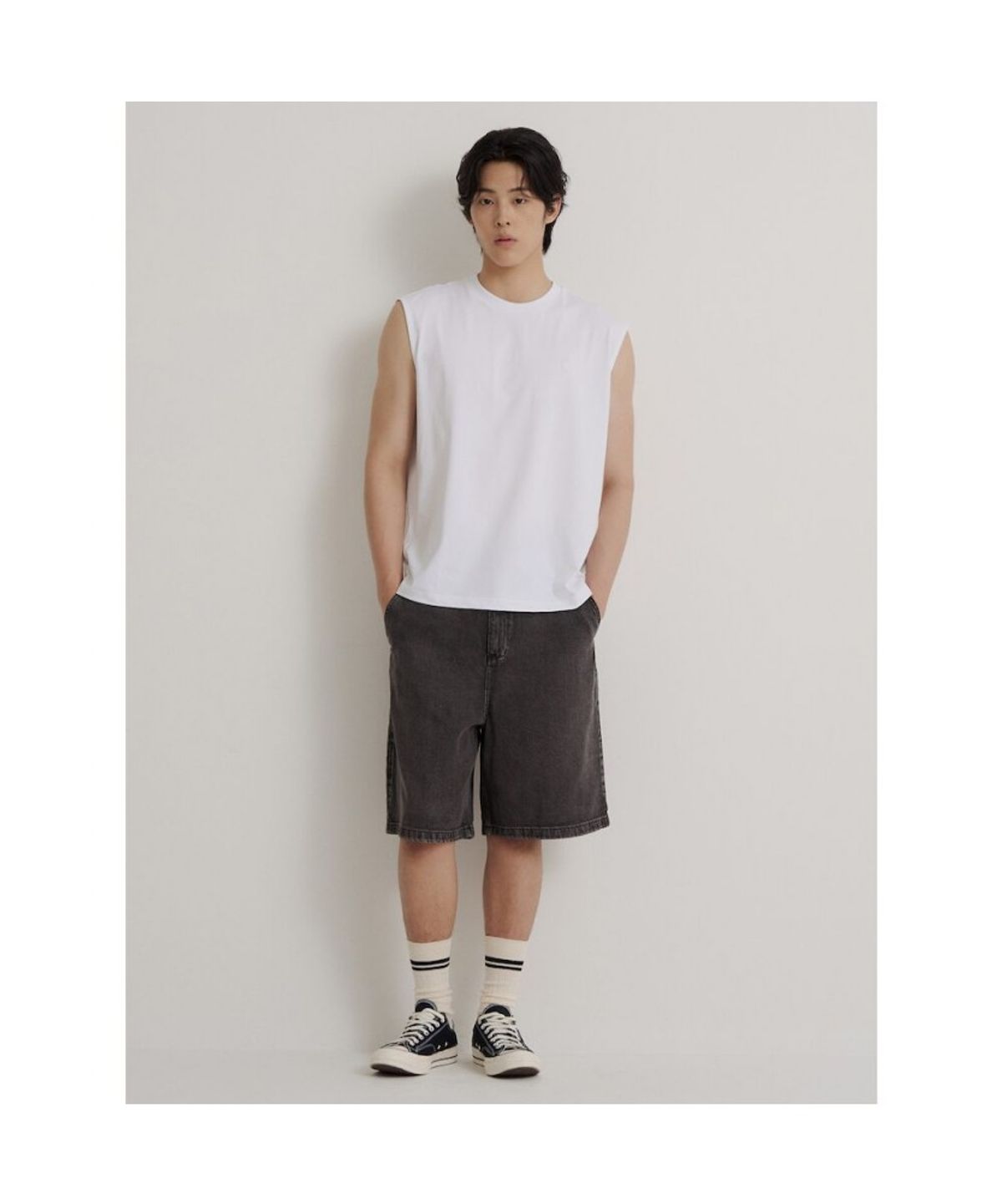 빈폴 멘(BEANPOLE MEN) [Essential] 슬리브리스 티셔츠  화이트