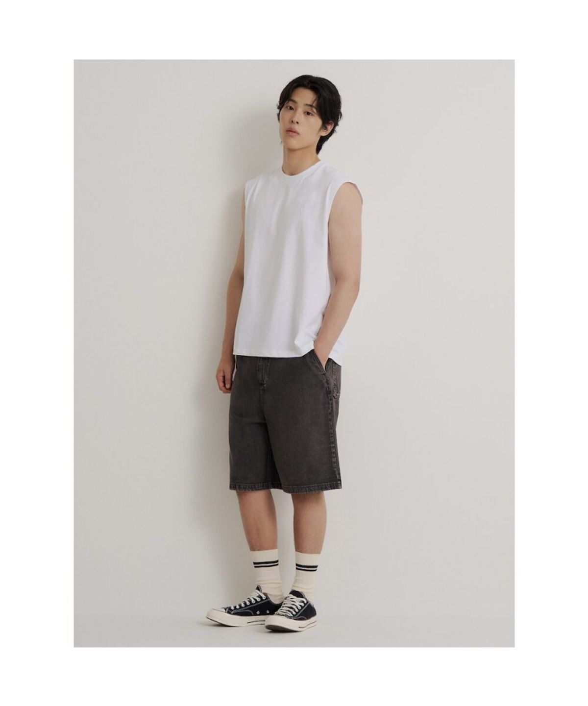 빈폴 멘(BEANPOLE MEN) [Essential] 슬리브리스 티셔츠  화이트