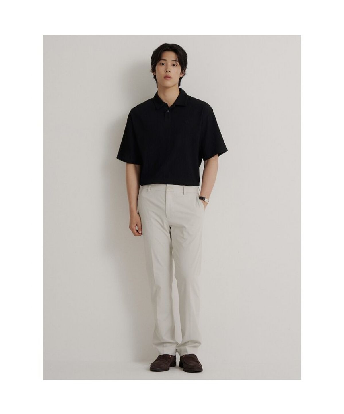 빈폴 멘(BEANPOLE MEN) 크레페 칼라넥 반소매 티셔츠  블랙
