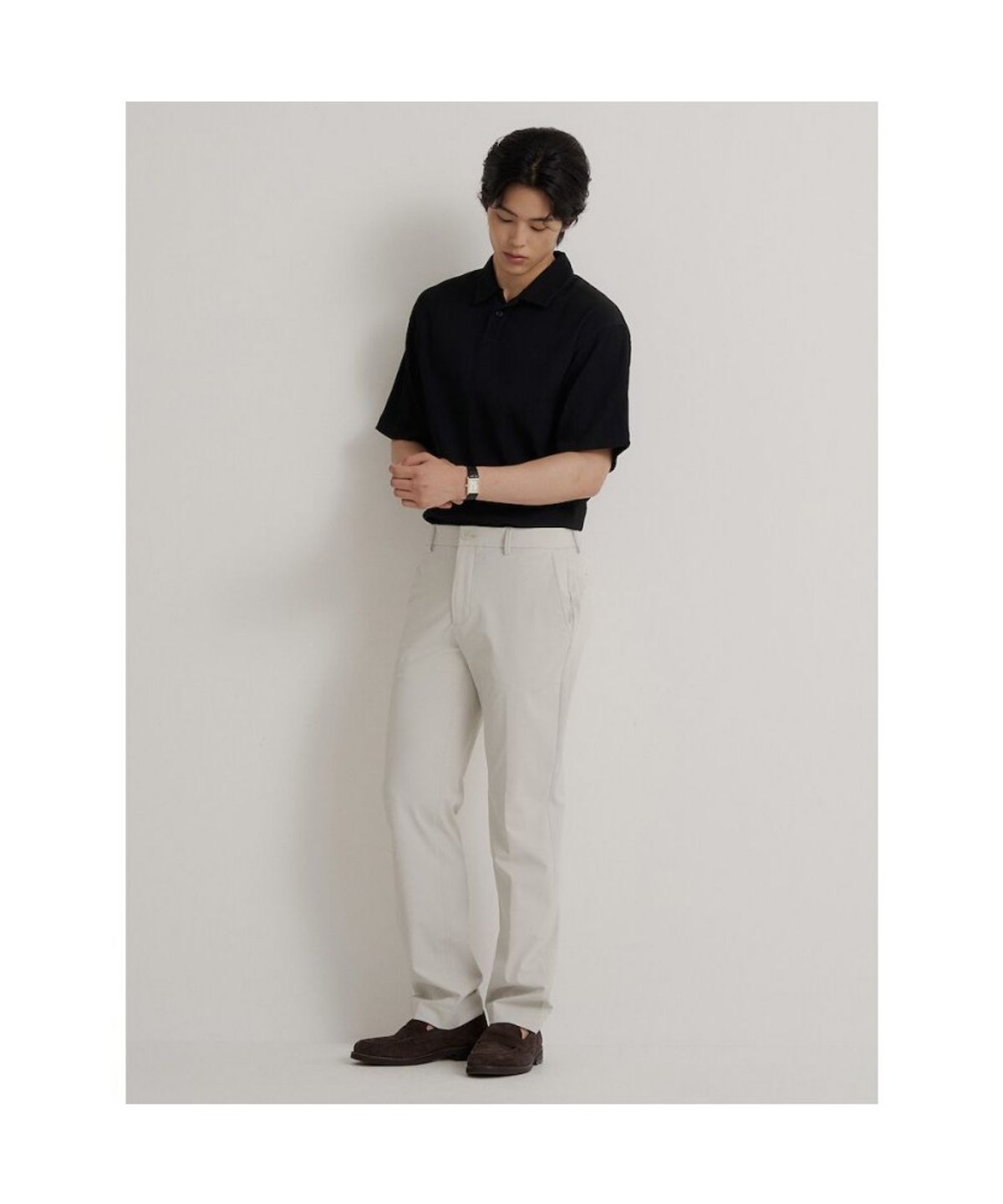빈폴 멘(BEANPOLE MEN) 크레페 칼라넥 반소매 티셔츠  블랙