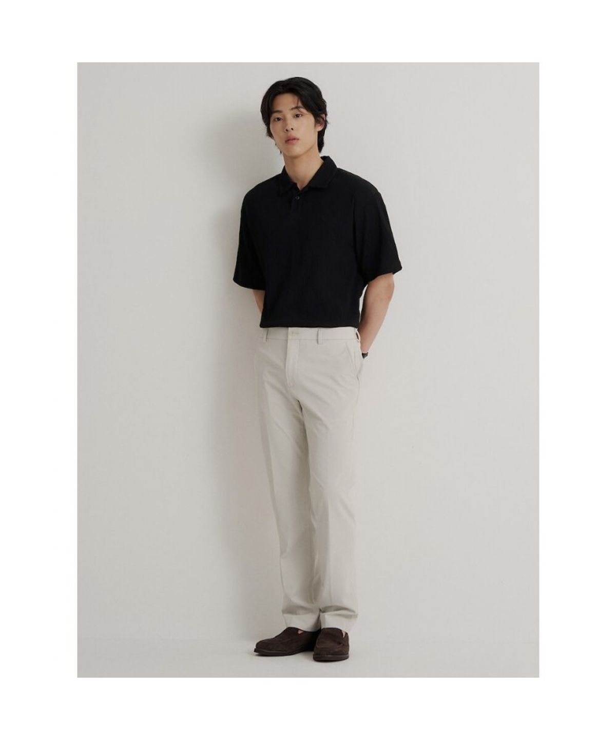 빈폴 멘(BEANPOLE MEN) 크레페 칼라넥 반소매 티셔츠  블랙