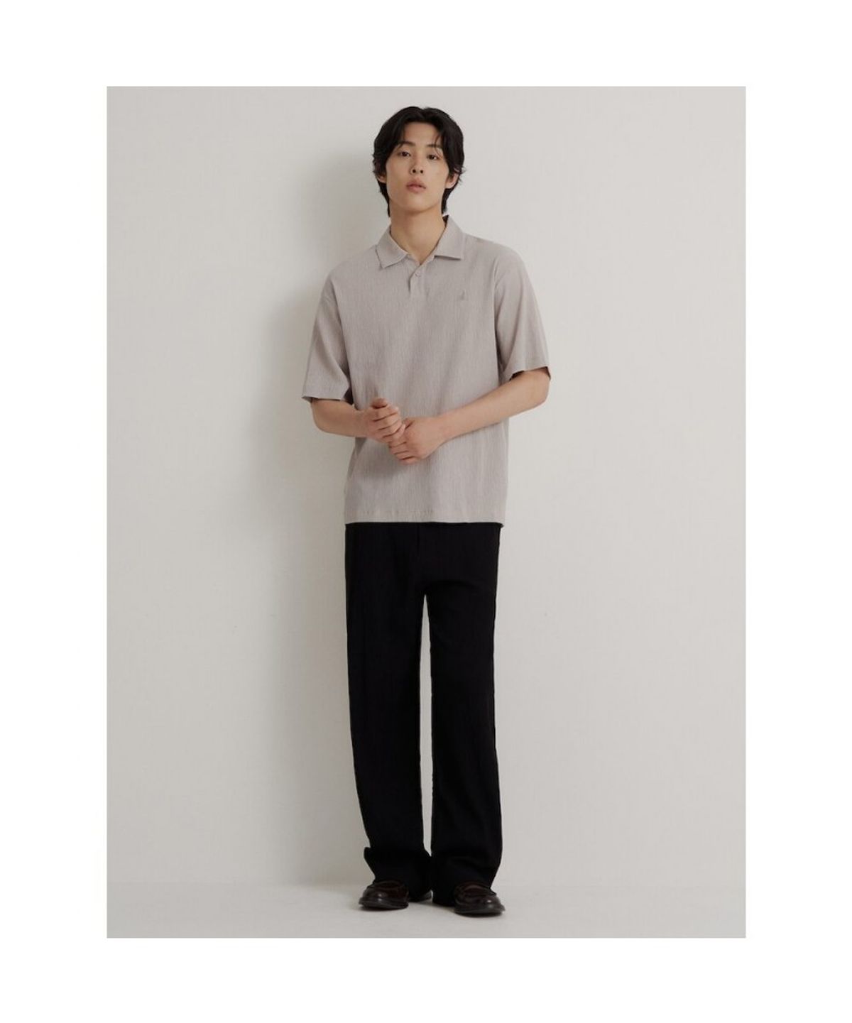 빈폴 멘(BEANPOLE MEN) 크레페 칼라넥 반소매 티셔츠  베이지