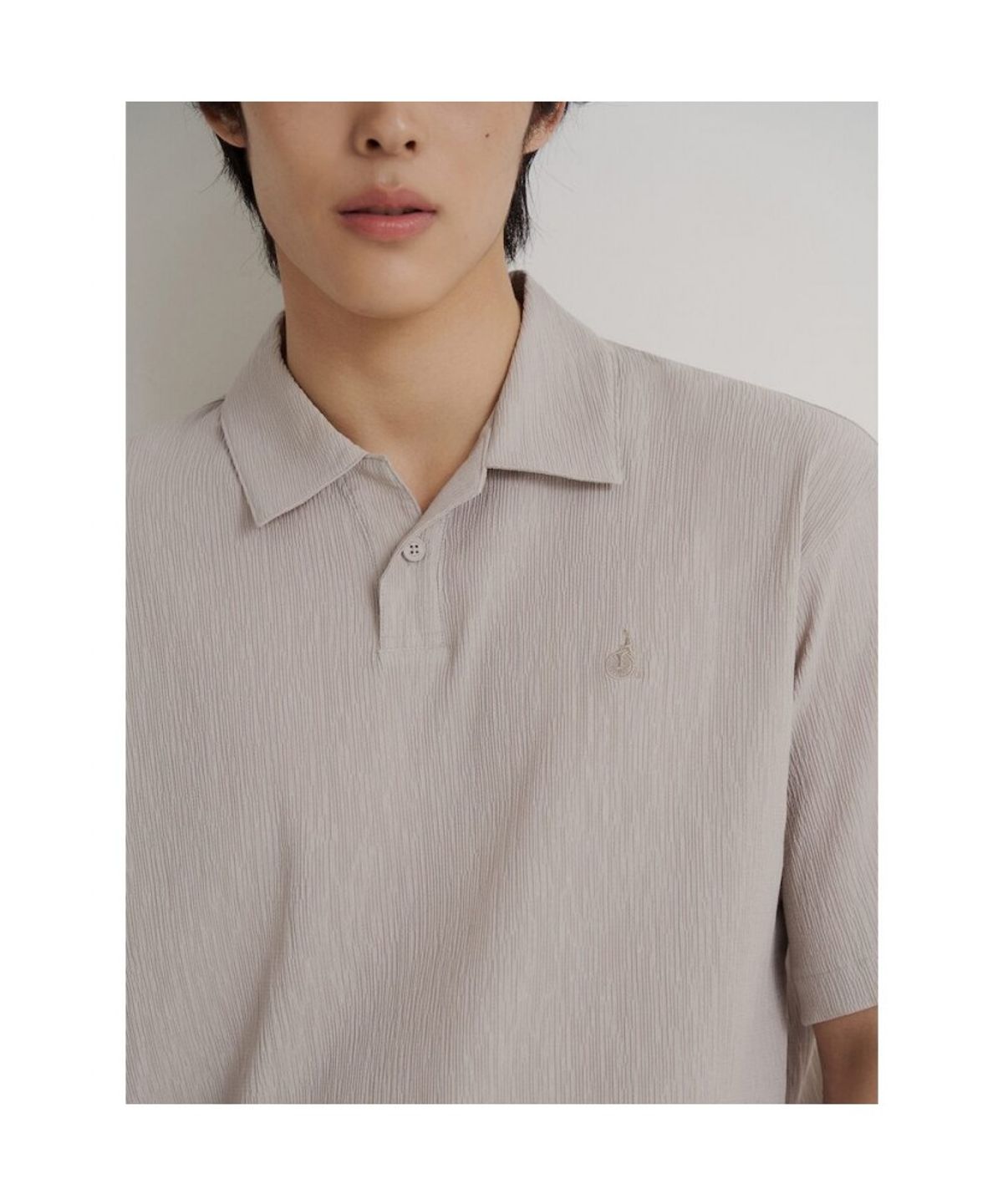 빈폴 멘(BEANPOLE MEN) 크레페 칼라넥 반소매 티셔츠  베이지