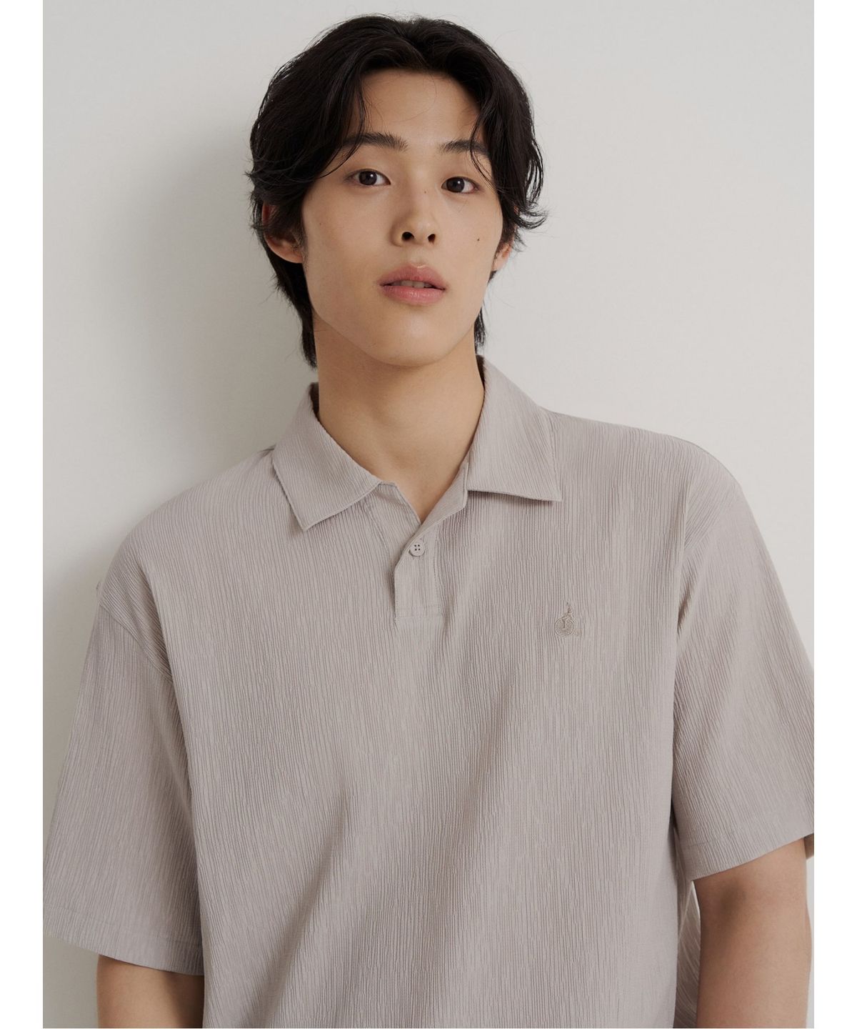 빈폴 멘(BEANPOLE MEN) 크레페 칼라넥 반소매 티셔츠  베이지